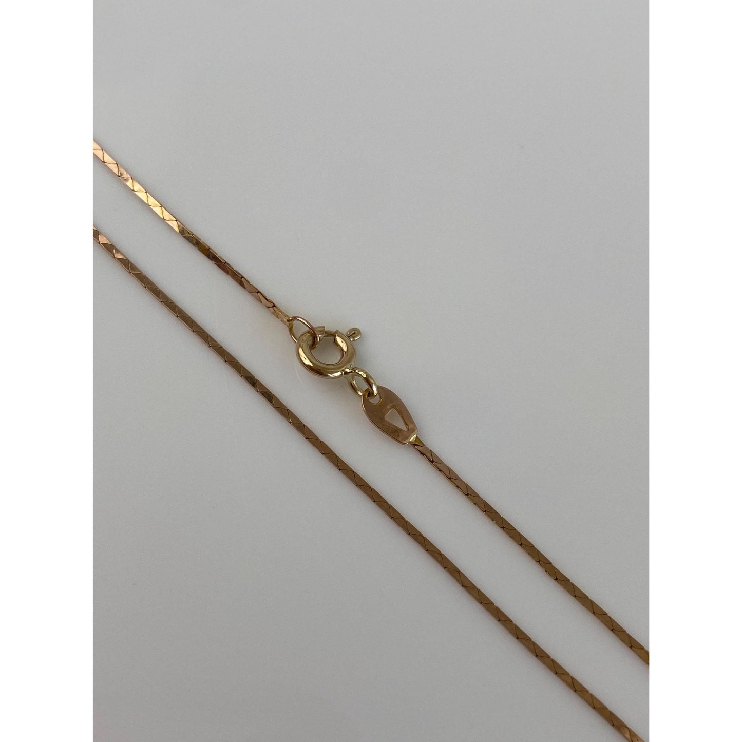 Vintage Solid 14k Rosey Gold Dainty Triangle Link Chain Necklace - 16.25 inches