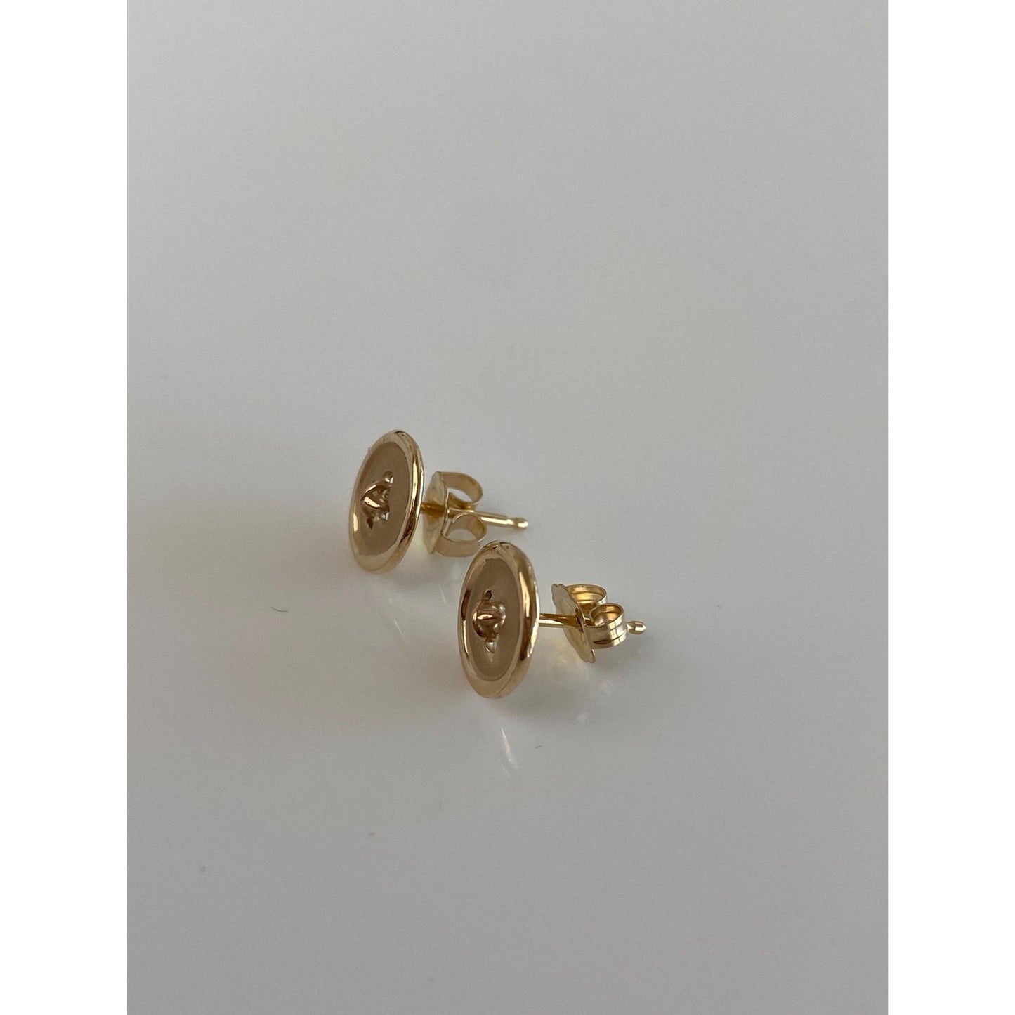 Vintage Solid 14k Yellow Gold Button Stud Earrings