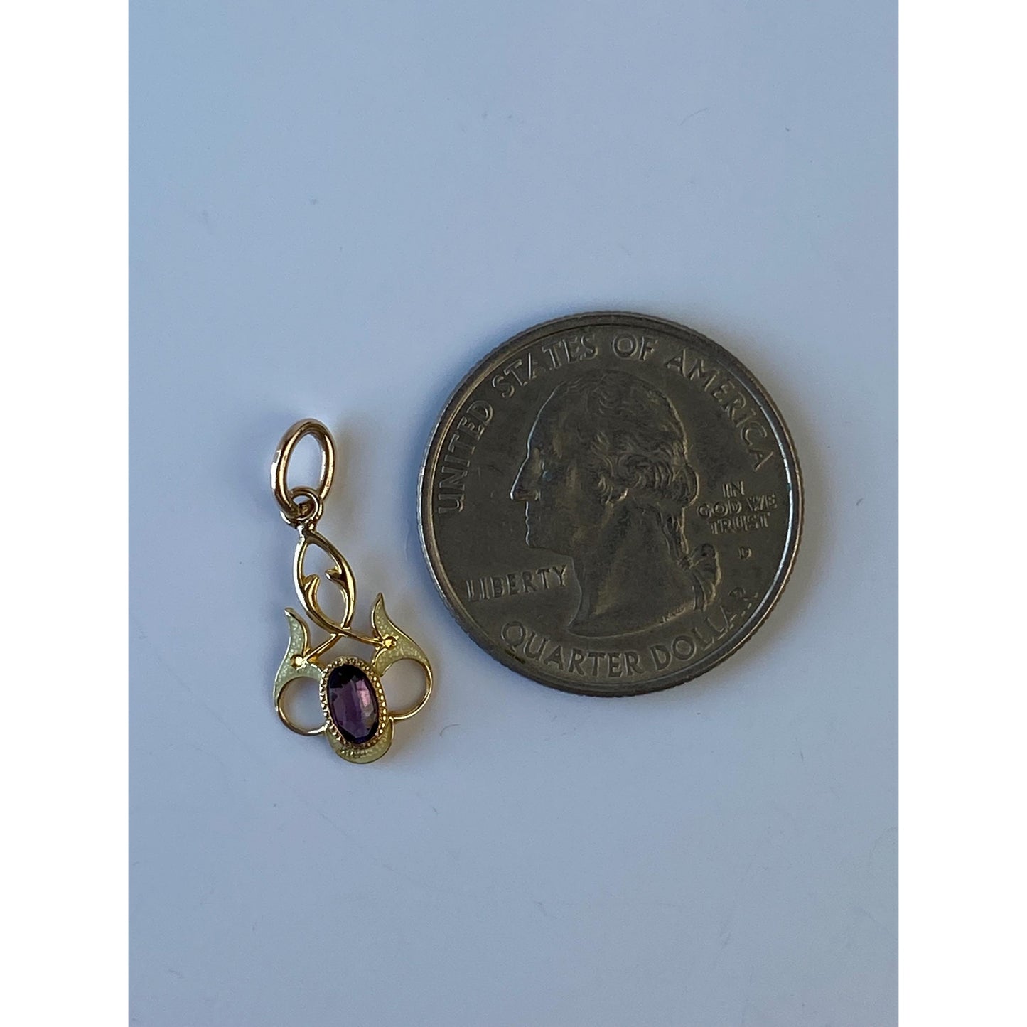 Vintage Solid 10k Yellow Gold Purple Cubic Zirconia Stick Pin Conversion Charm