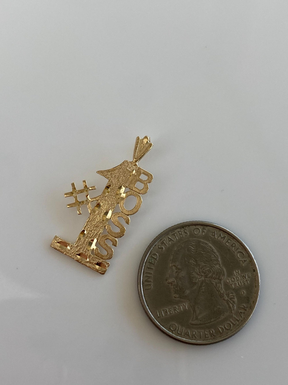 Vintage Solid 14k Yellow Gold Diamond Cut '#1 Boss' Charm