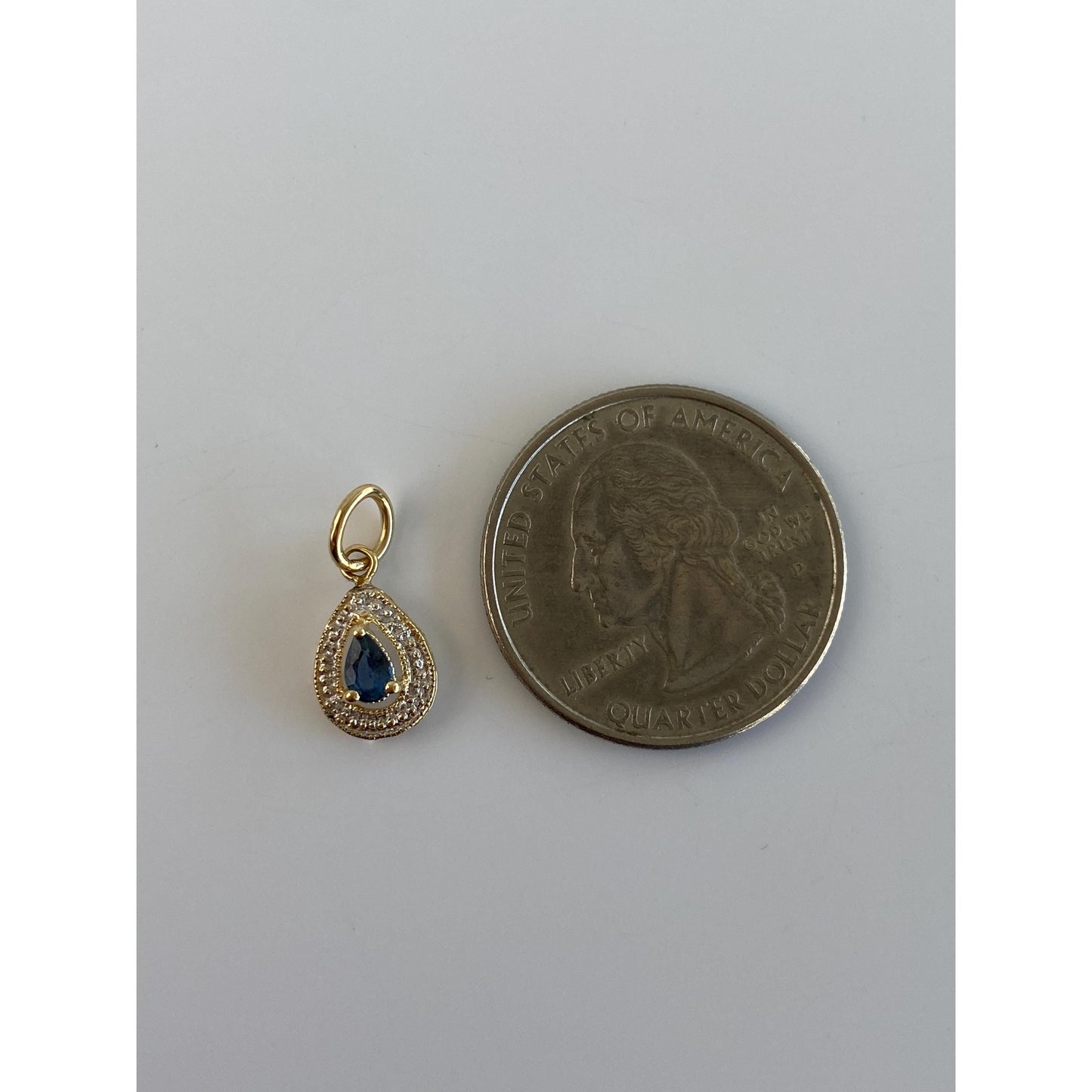 Vintage Solid 14k White & Yellow Gold Blue Spinel Charm