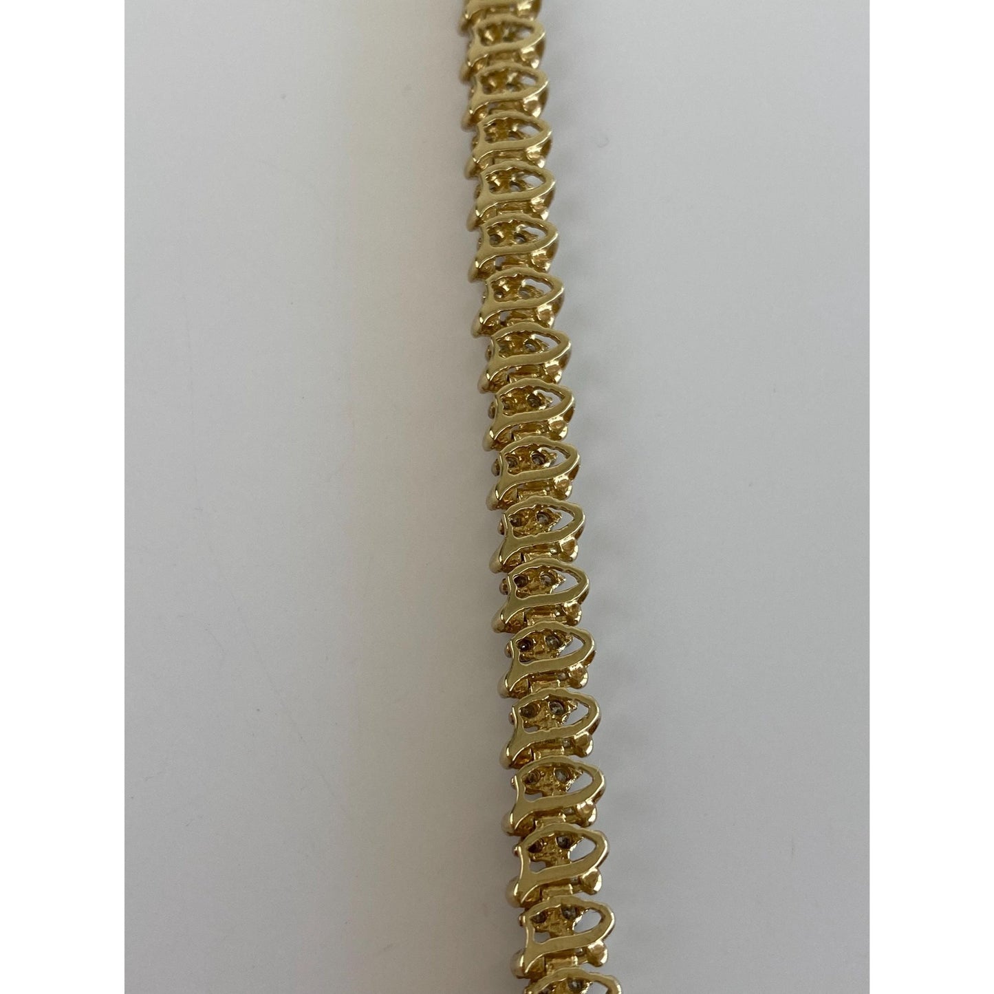 Vintage Solid 10k Yellow Gold Diamond Tennis Bracelet - 7.25 inches