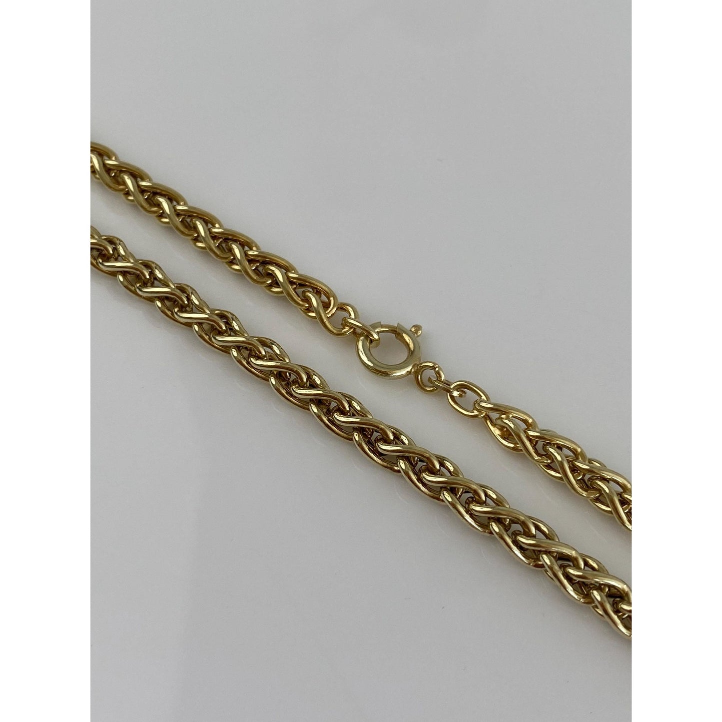 Vintage 14k Yellow Gold Long Chunky Wheat Chain Necklace - 30.25 inches