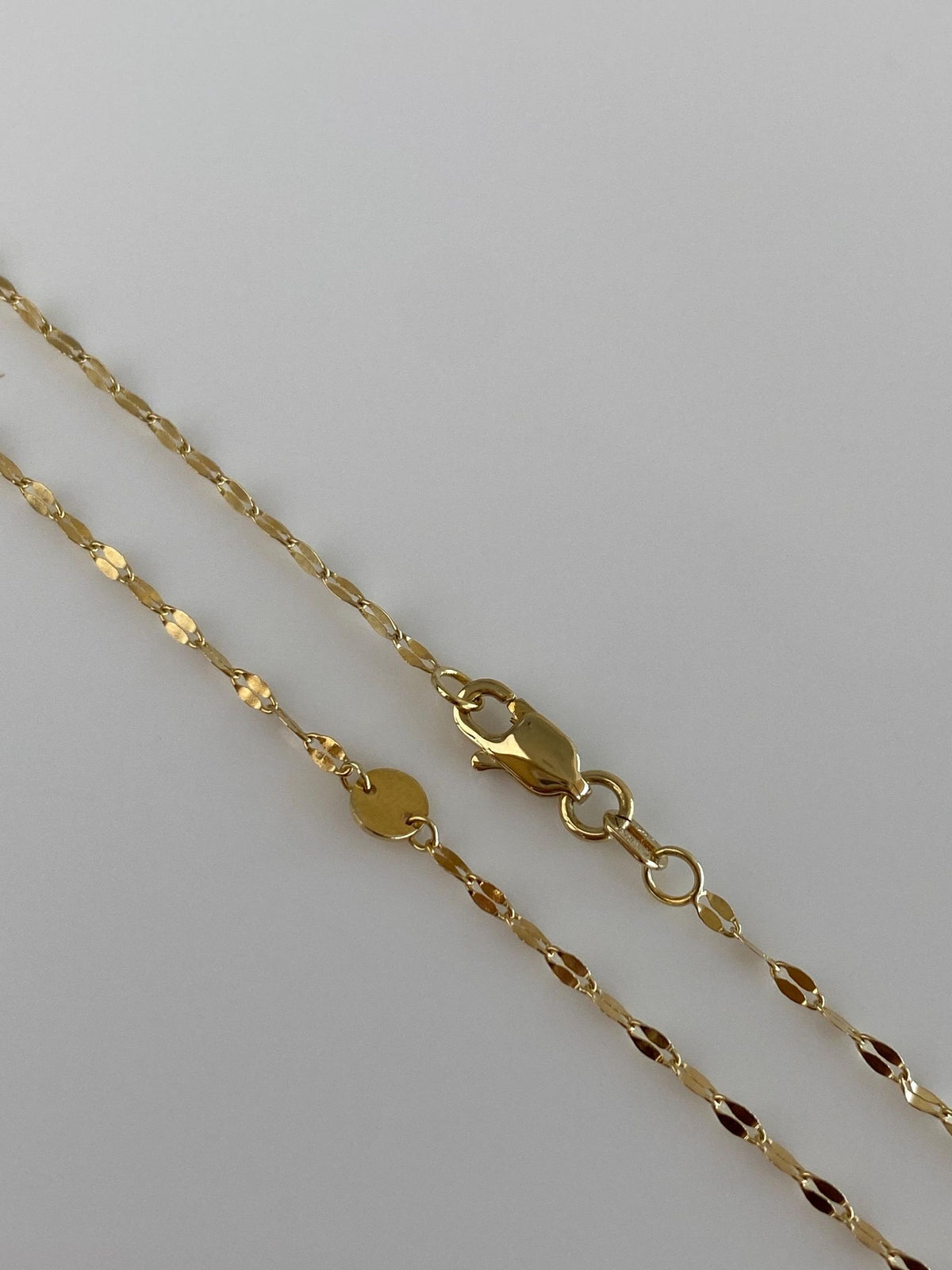 Vintage Solid 14k Yellow Gold Long Oval Disc Fancy Chain Necklace - 36 inches
