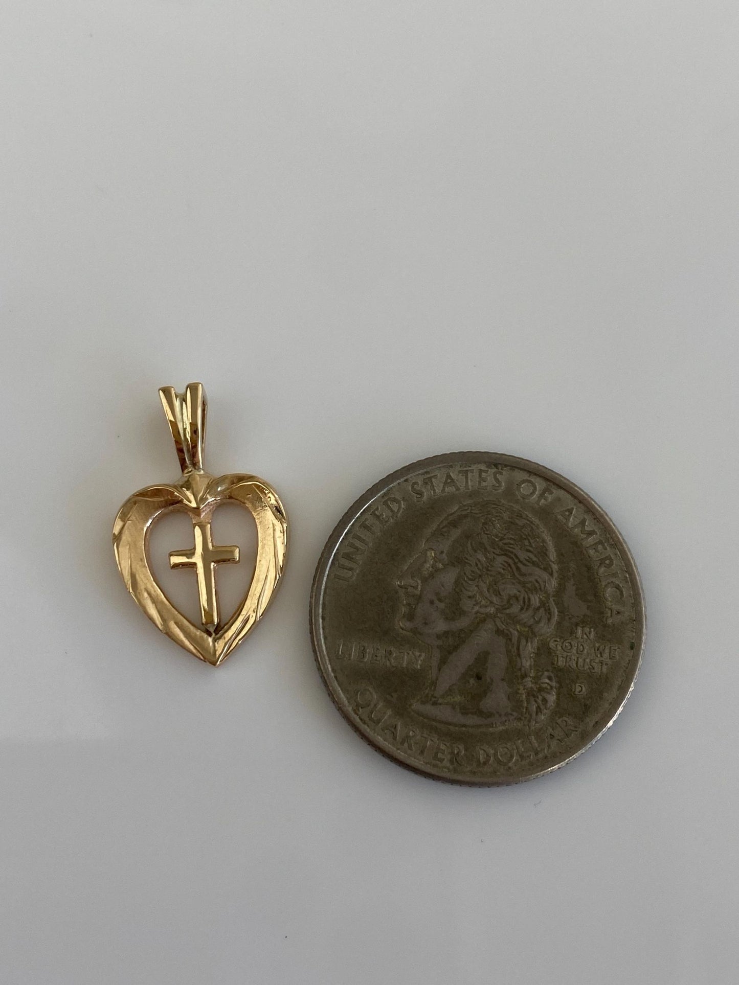 Vintage Solid 12k Yellow Gold Cross Heart Charm