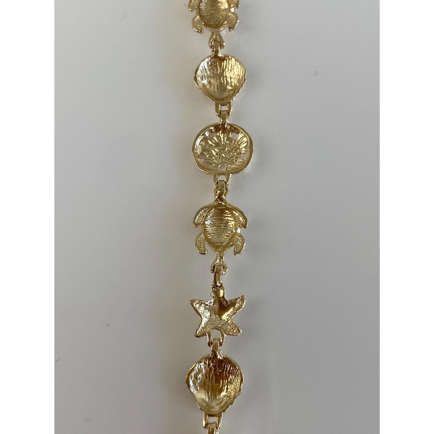 Solid 14k Yellow Gold Diamond Cut Mermaid Sea Life Link Bracelet - 7 inches