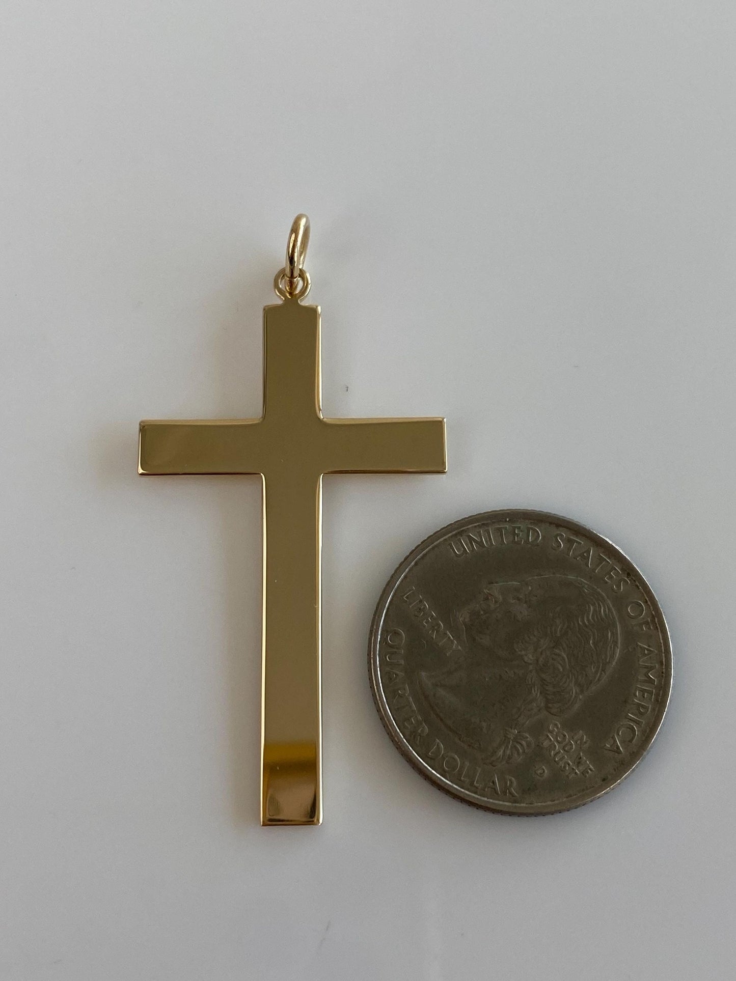 Vintage Solid 14k Yellow Gold Large Cross Charm