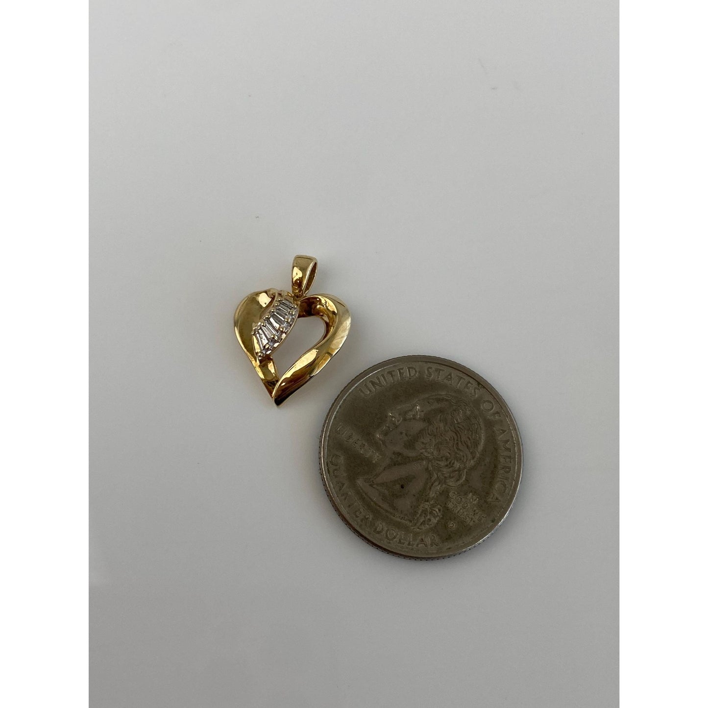 Vintage Solid 10k White & Yellow Gold Diamond Heart Charm