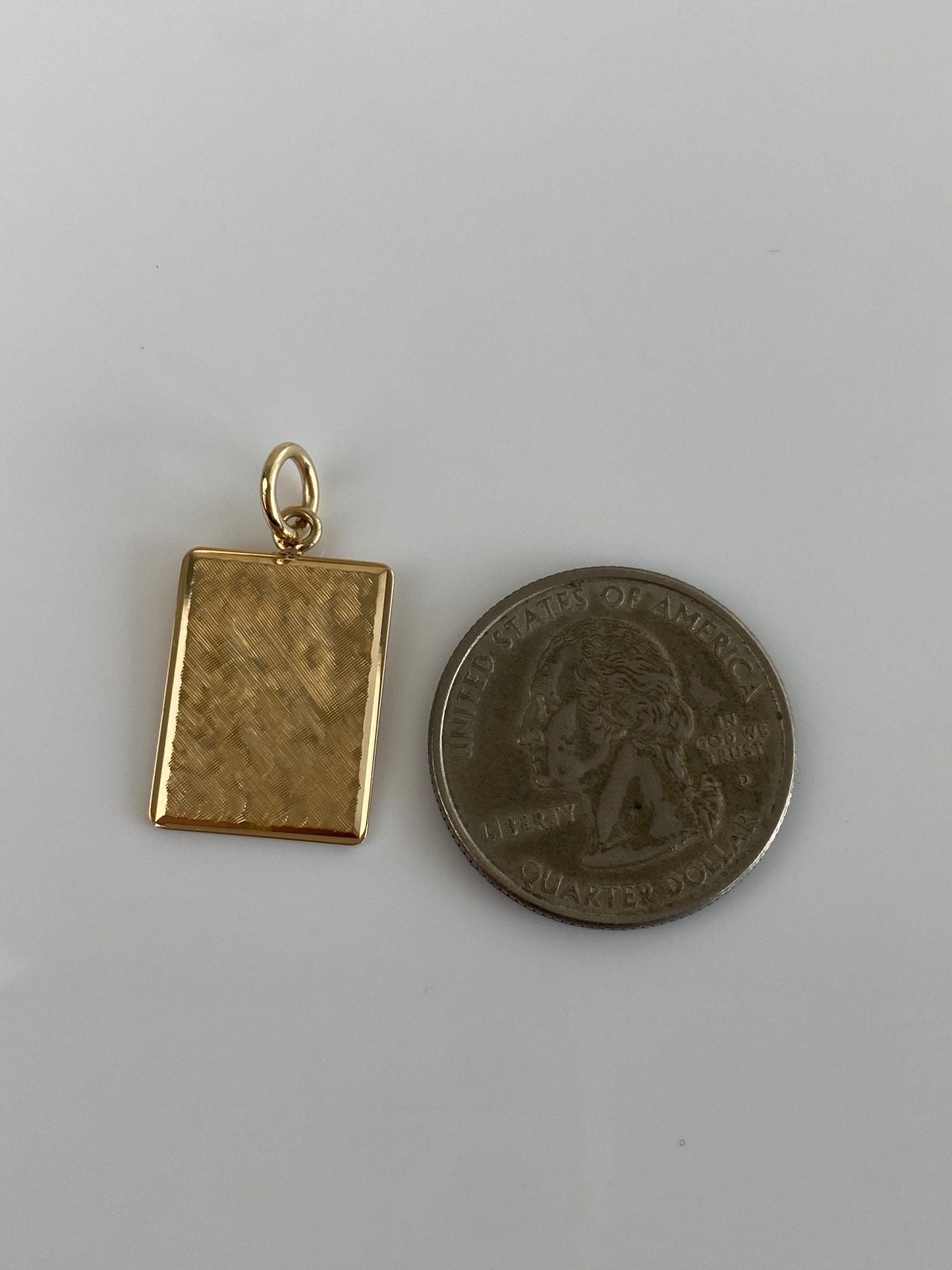 Vintage Solid 14k Yellow Gold Crosshatch Cufflink Conversion Charm
