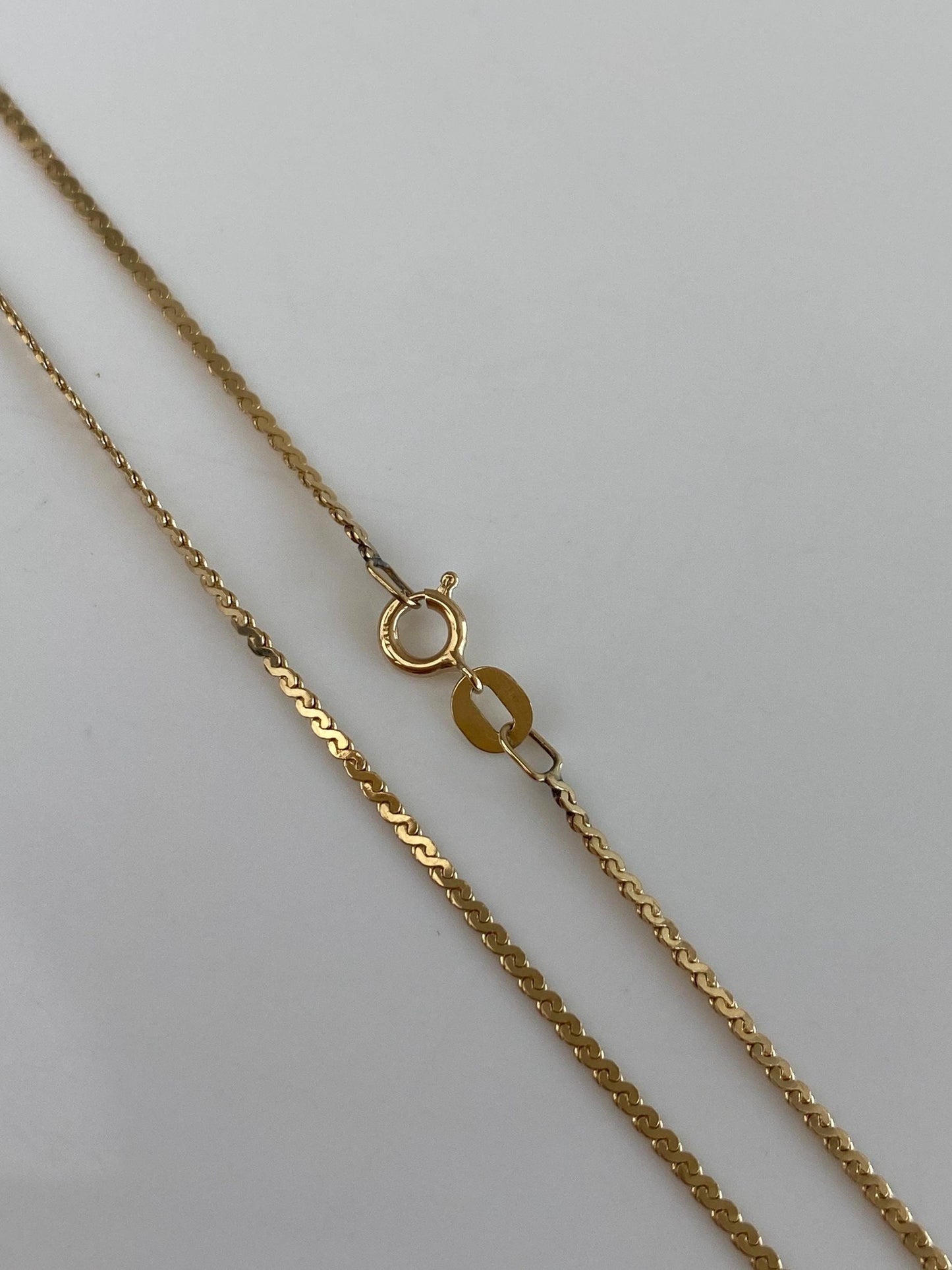 Vintage Solid 14k Yellow Gold Serpentine Chain Necklace - 24 inches