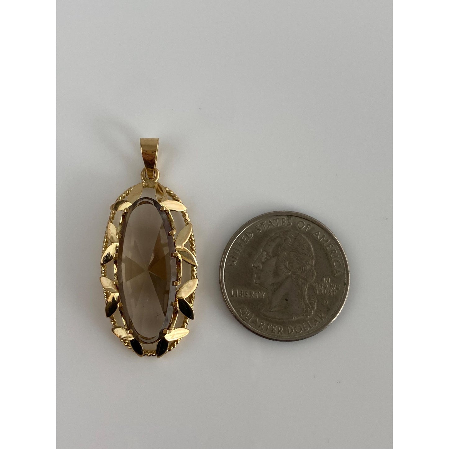 Vintage Solid 18k Yellow Gold Fancy Cut Smokey Quartz Charm