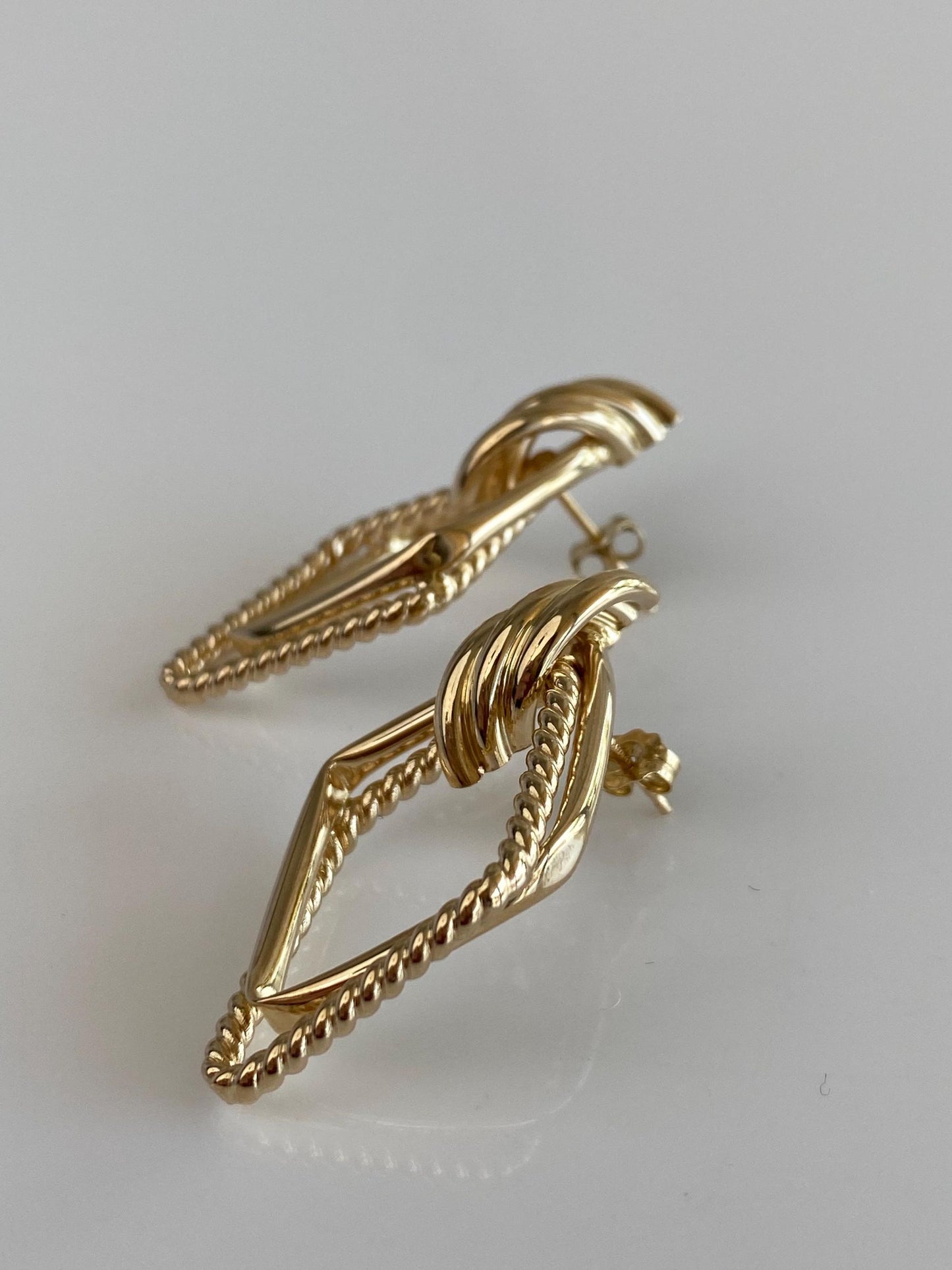 Vintage 14k Yellow Gold Layered Diamond Shape Drop Earrings