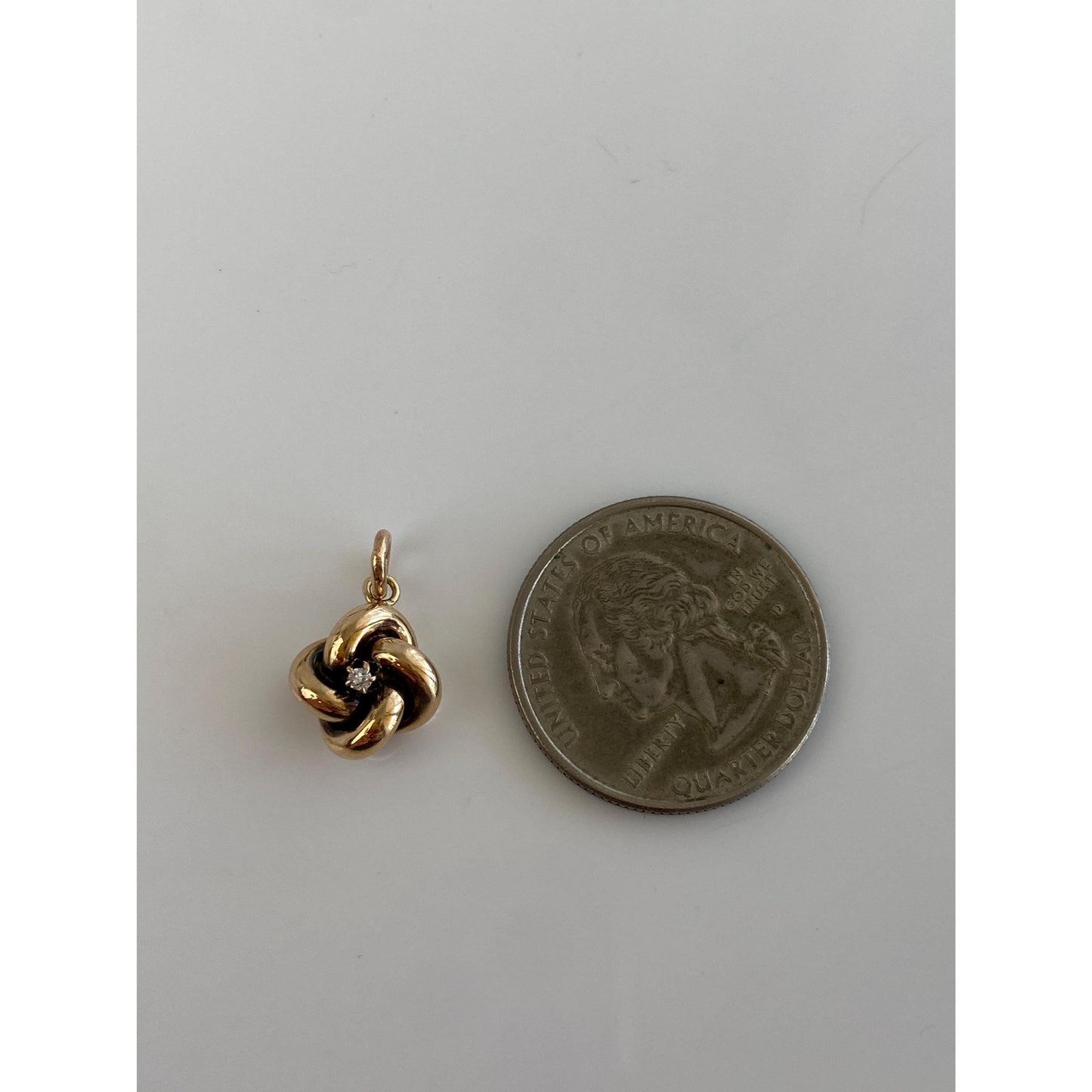 Vintage 10k Yellow Gold Diamond Knot Charm