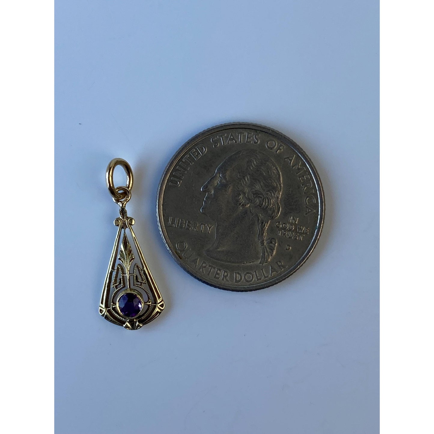 Vintage Solid 14k Yellow Gold Amethyst Stick Pin Conversion Charm