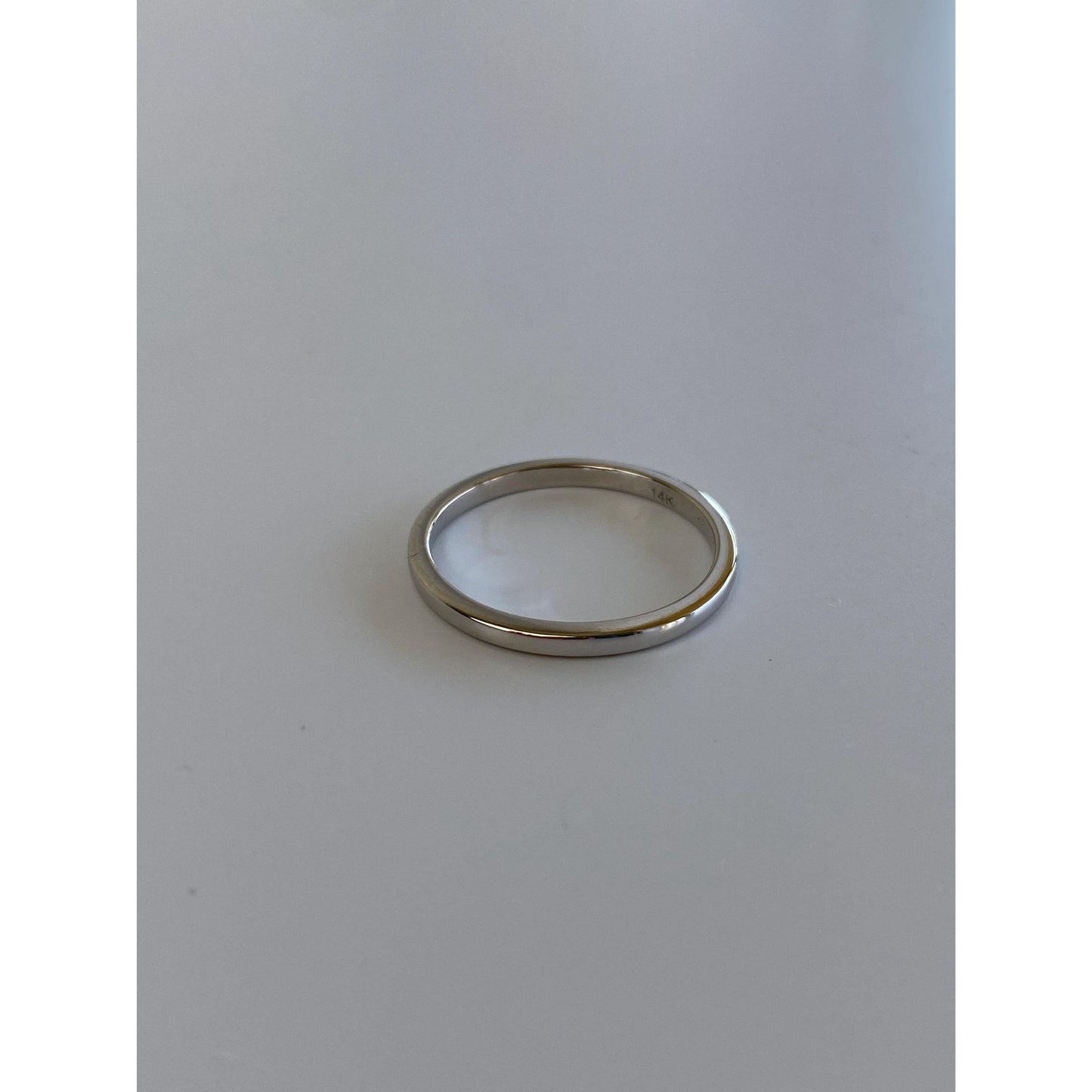 Vintage Solid 14k White Gold Slim Ring Band - Size 5.75