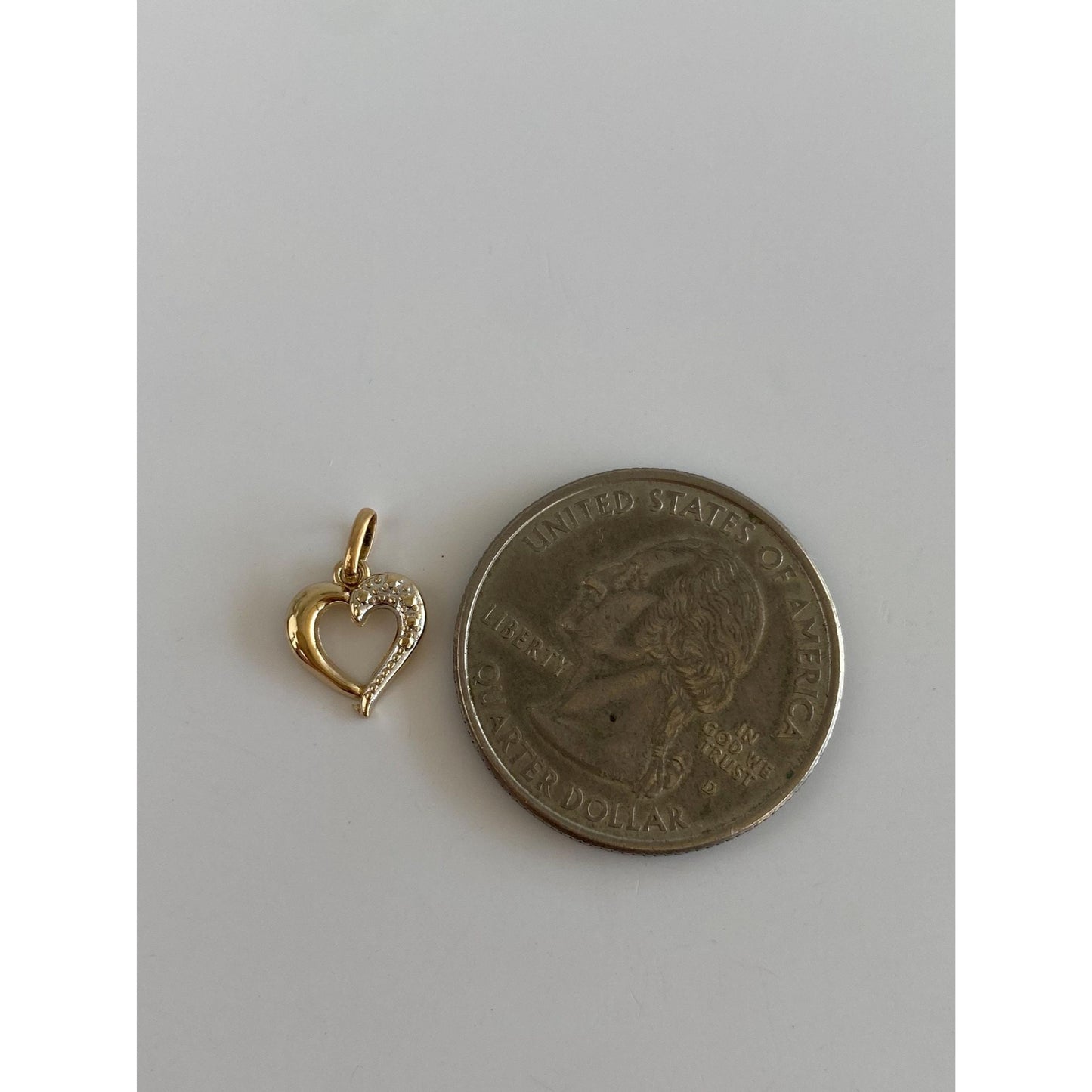 Vintage 14k White & Yellow Gold Open Heart Charm