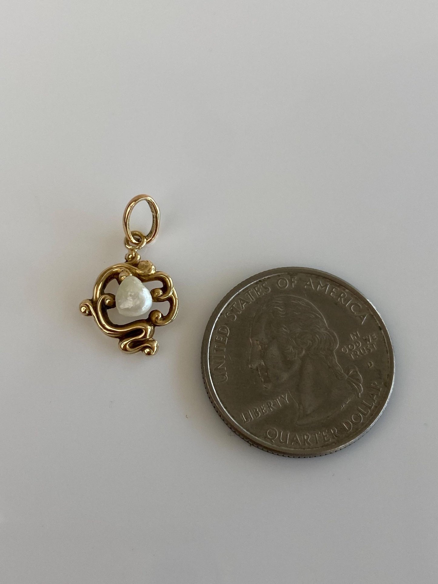 Vintage Solid 14k Yellow Gold Pearl Stick Pin Conversion Charm