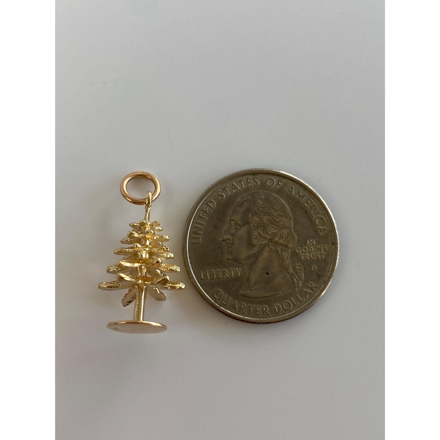 Vintage Solid 14k Yellow Gold Tree Charm