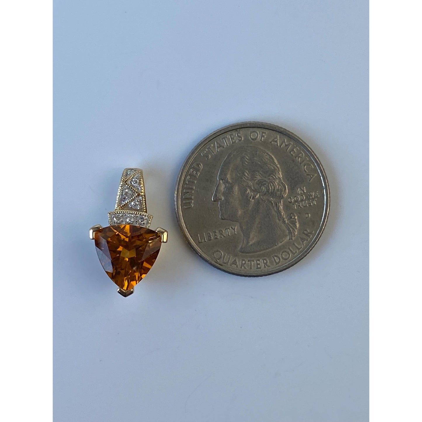 Vintage Solid 14k Yellow Gold Citrine Diamond Charm