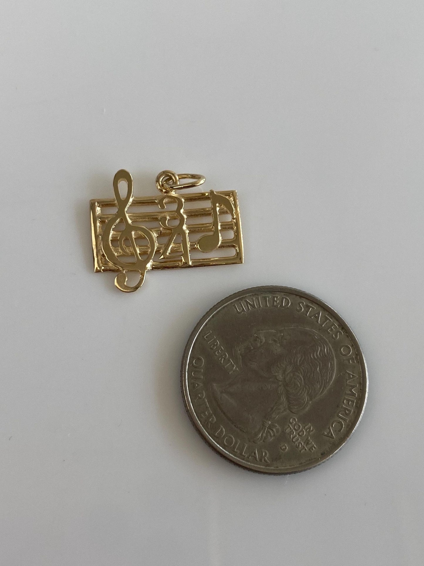 Vintage Solid 14k Yellow Gold Music Chart Charm