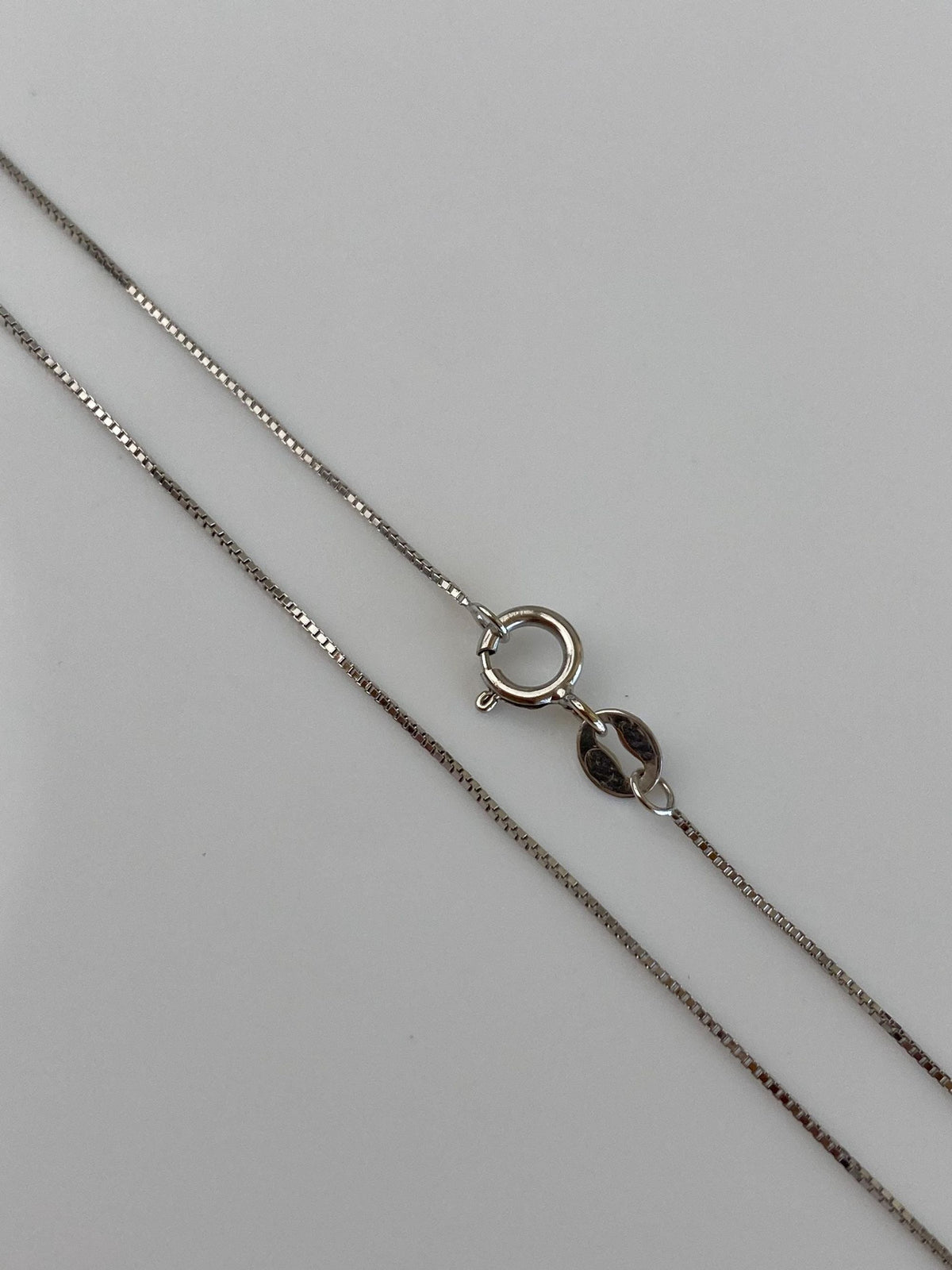 Solid 14k White Gold Dainty Box Chain Necklace - 18.25 inches
