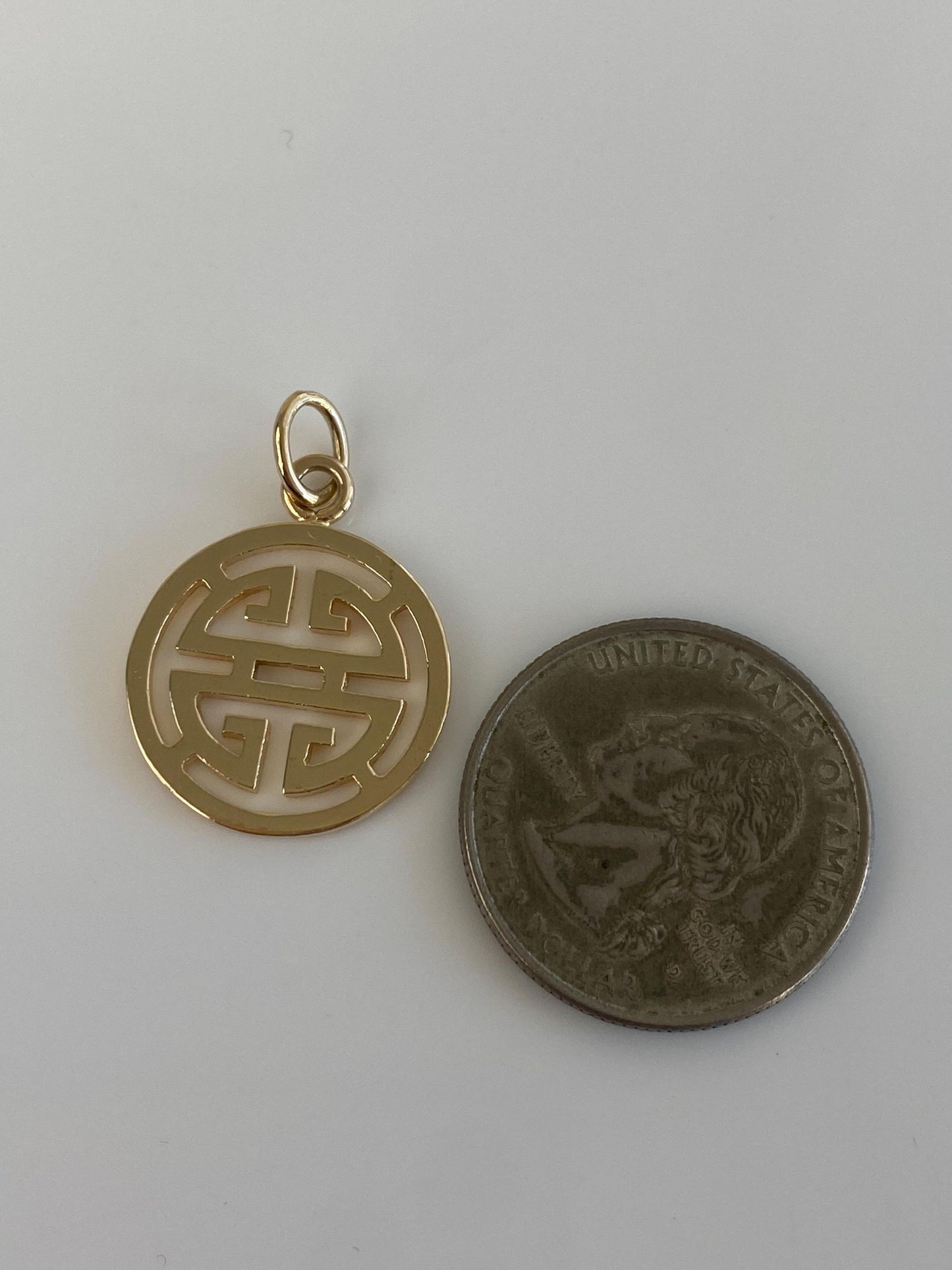 Vintage Solid 14k Yellow Gold Greek Key Open Work Charm