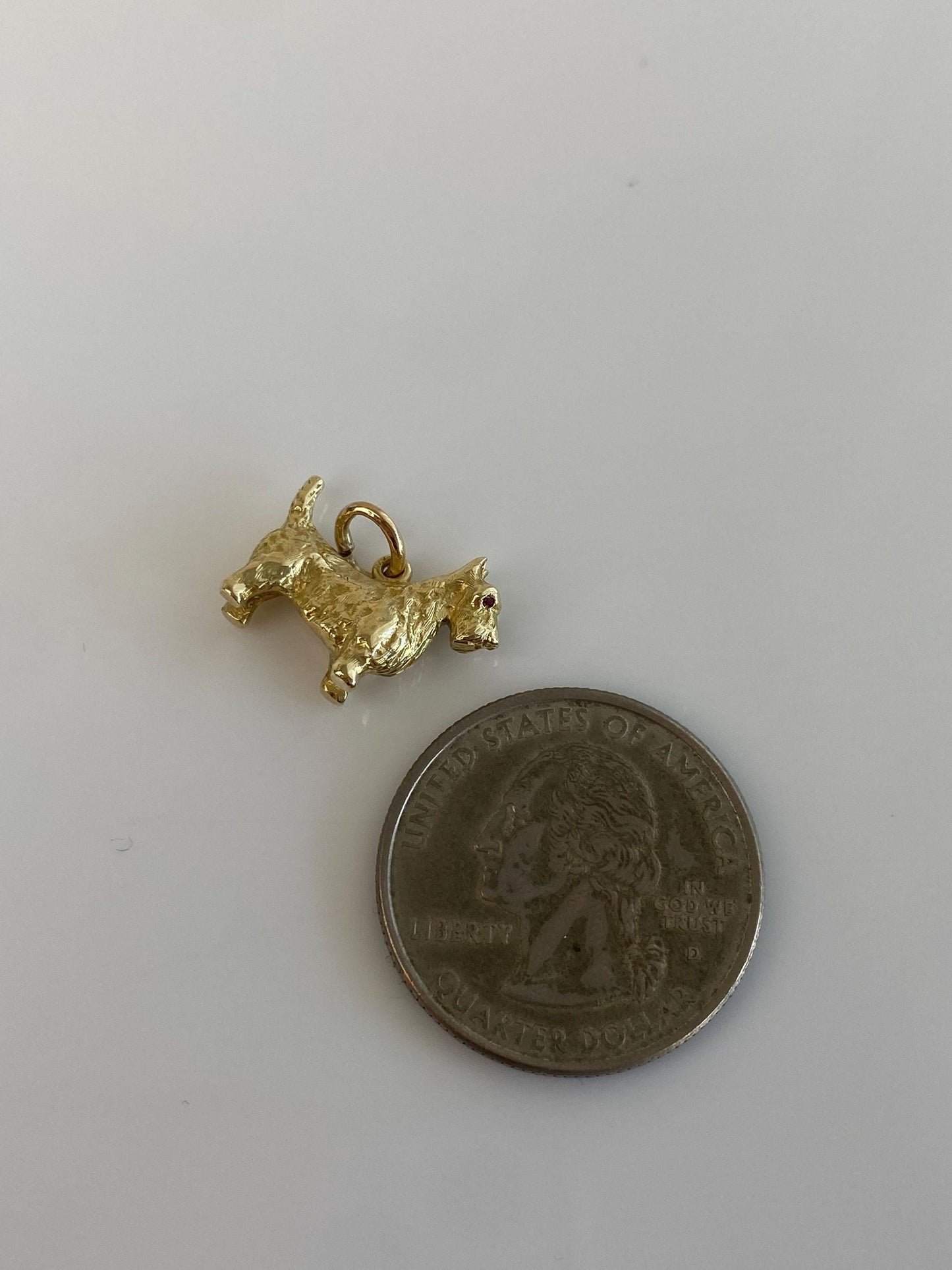 Vintage Solid 14k Yellow Gold Scotty Dog Charm