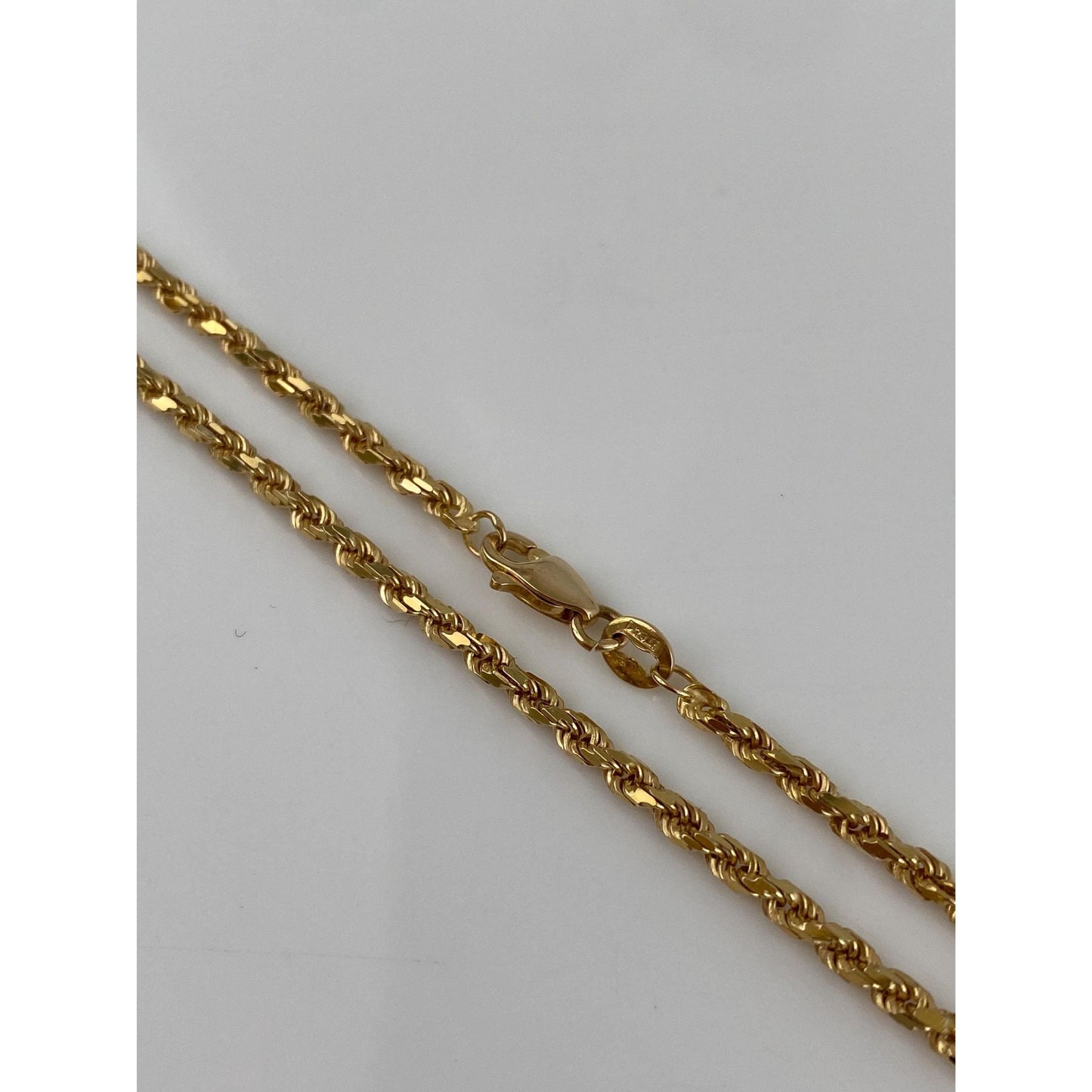 Vintage Solid 14k Yellow Gold Diamond Cut Rope Chain Necklace - 30 inches