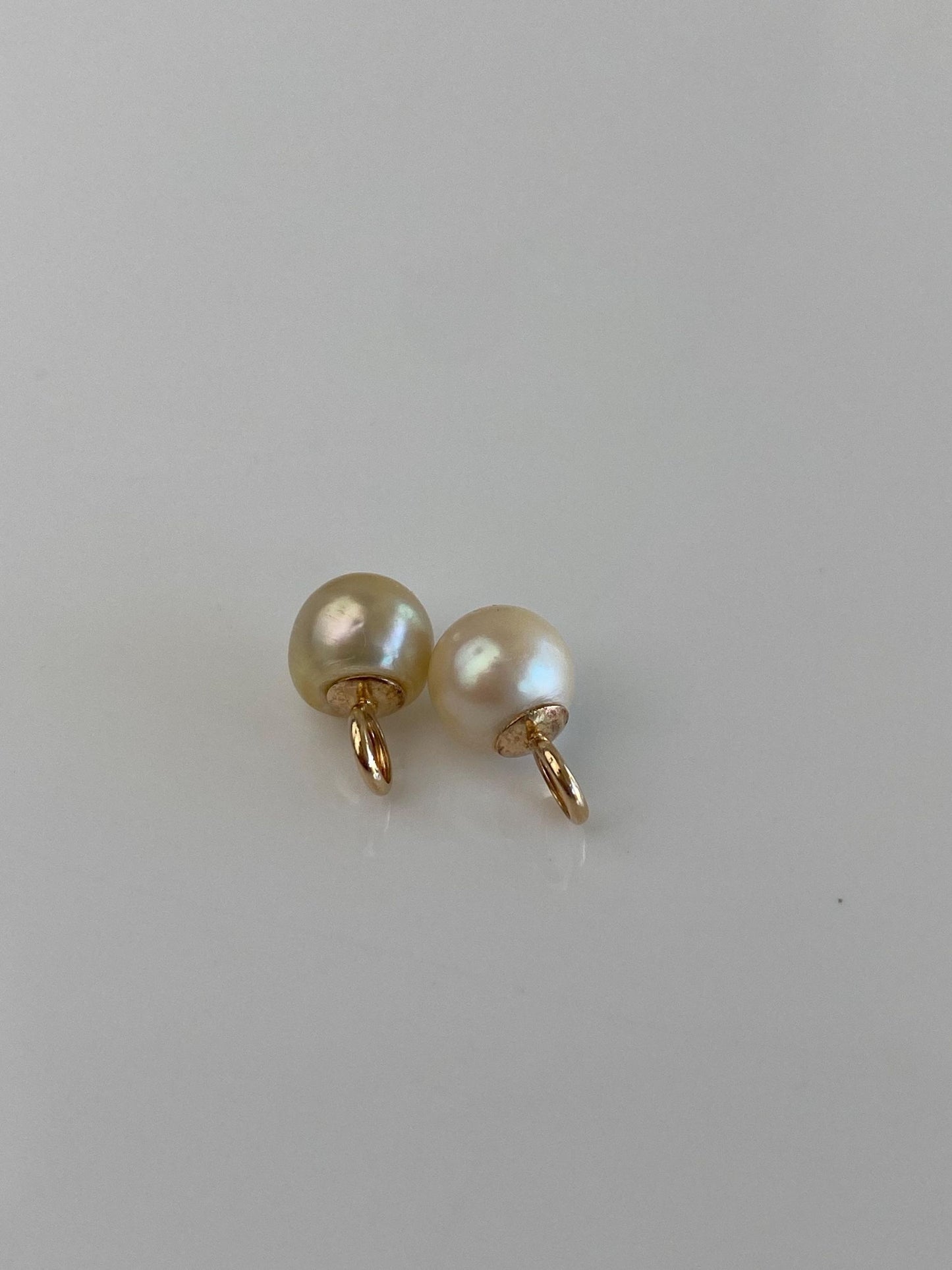 Vintage 14k Yellow Gold Pearl Hoop Charms