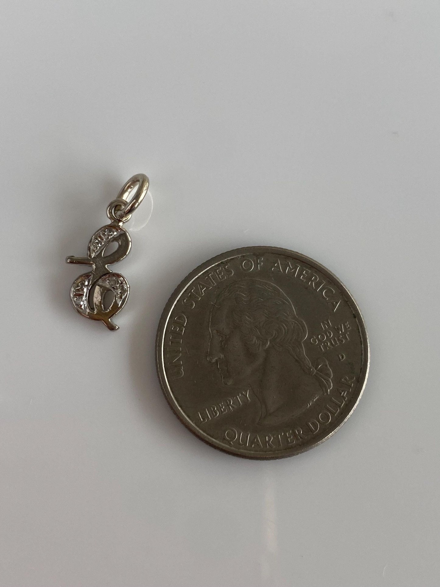 Vintage Solid 14k White Gold Diamond Initial 'E' Charm