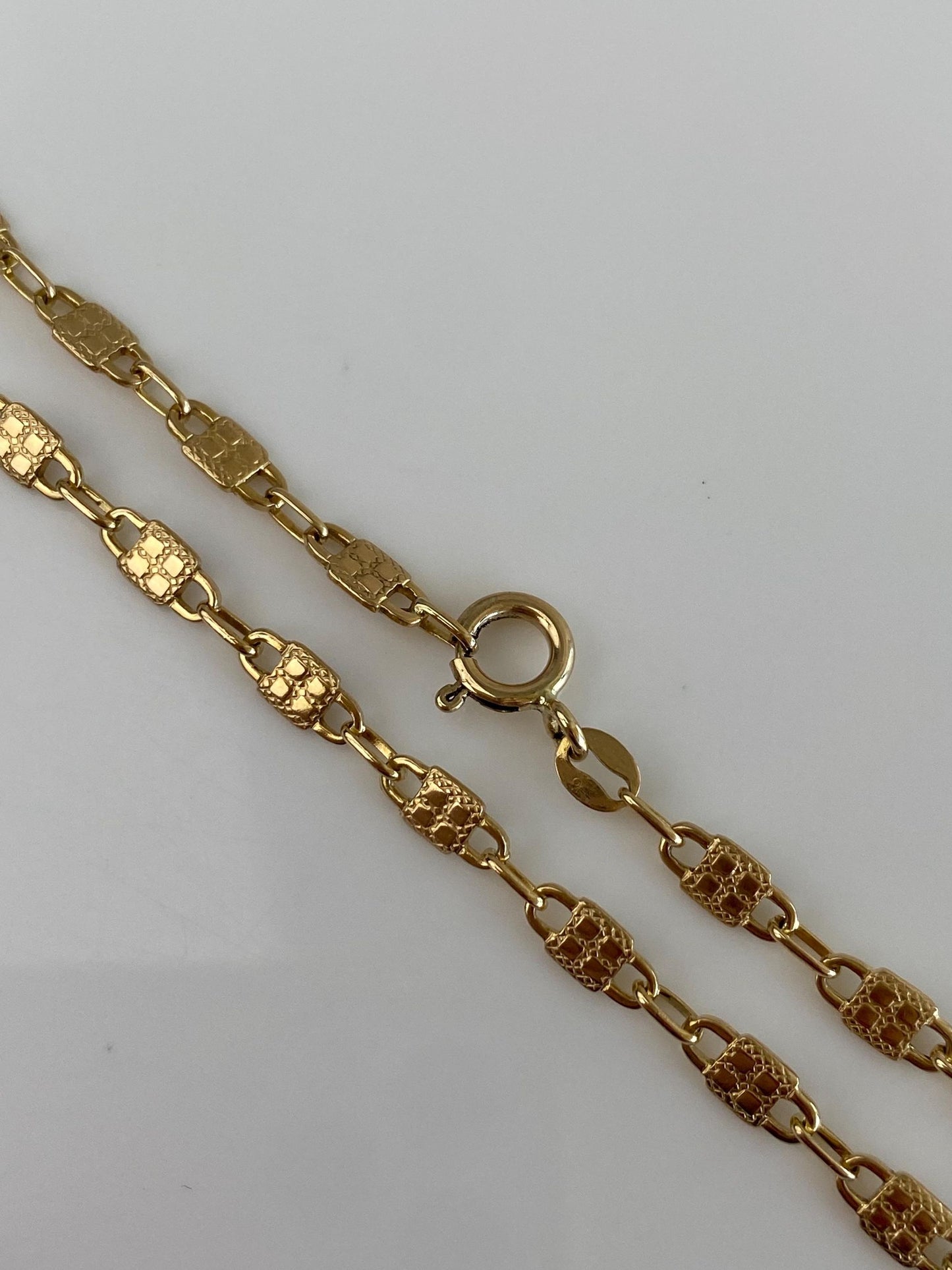 Vintage Solid 14k Yellow Gold Fancy Chain Necklace - 17.75 inches