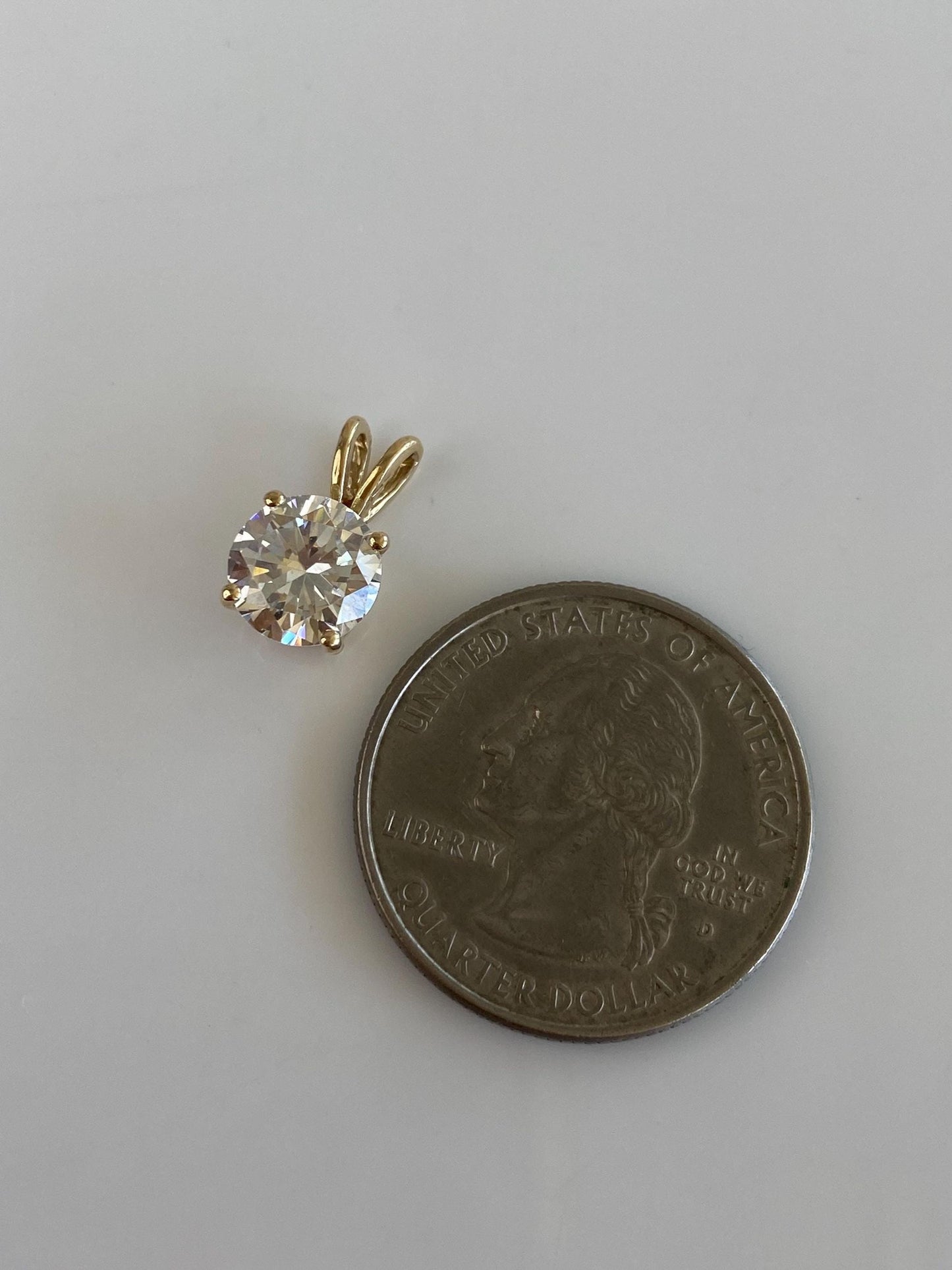 Solid 14k Yellow Gold Clear Cubic Zirconia Charm