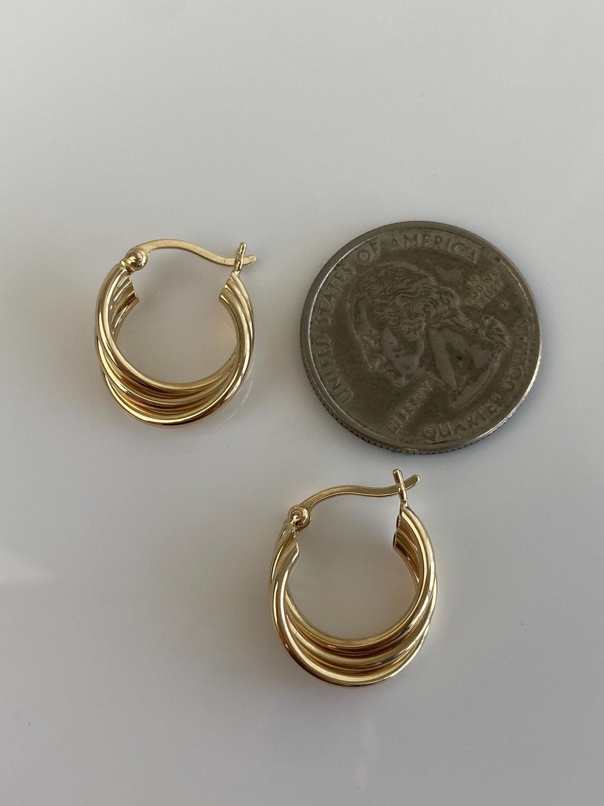 Vintage 14k Yellow Gold Layered Hoop Earrings