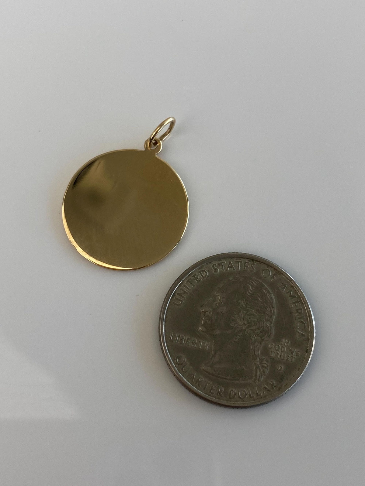Vintage Solid 14k Yellow Gold Disc Charm