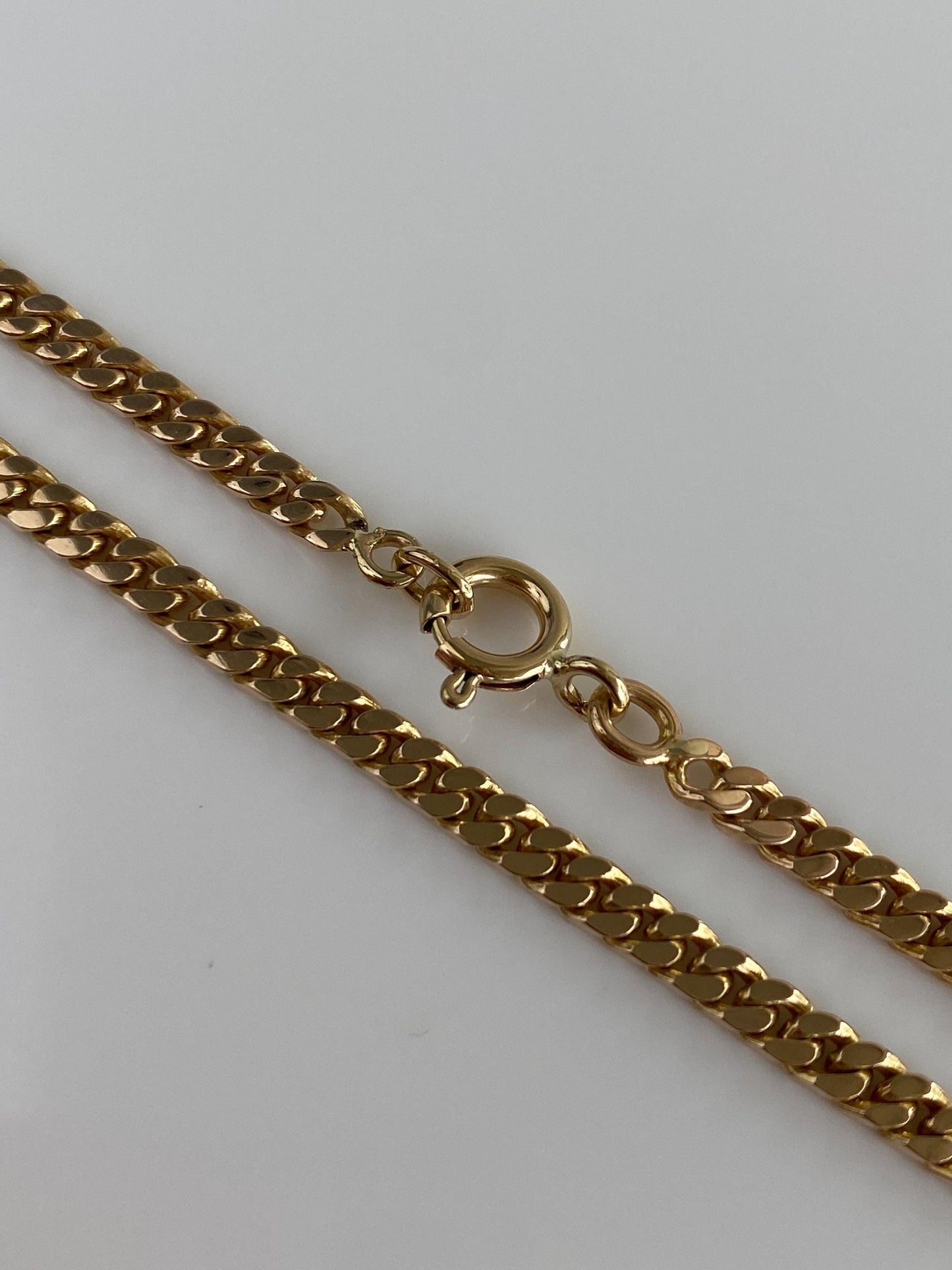 Vintage Solid 12k Yellow Gold Flat Curb Chain Necklace - 22 inches