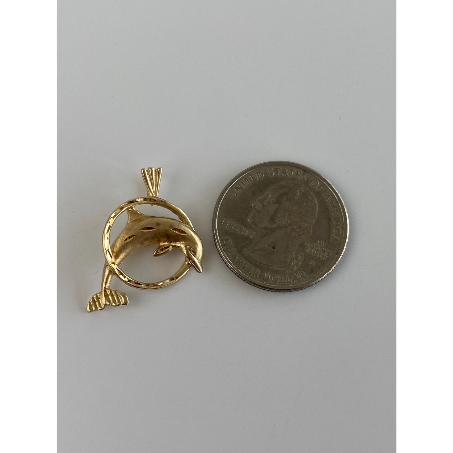 Vintage Solid 10k Yellow Gold Diamond Cut Dolphin Charm