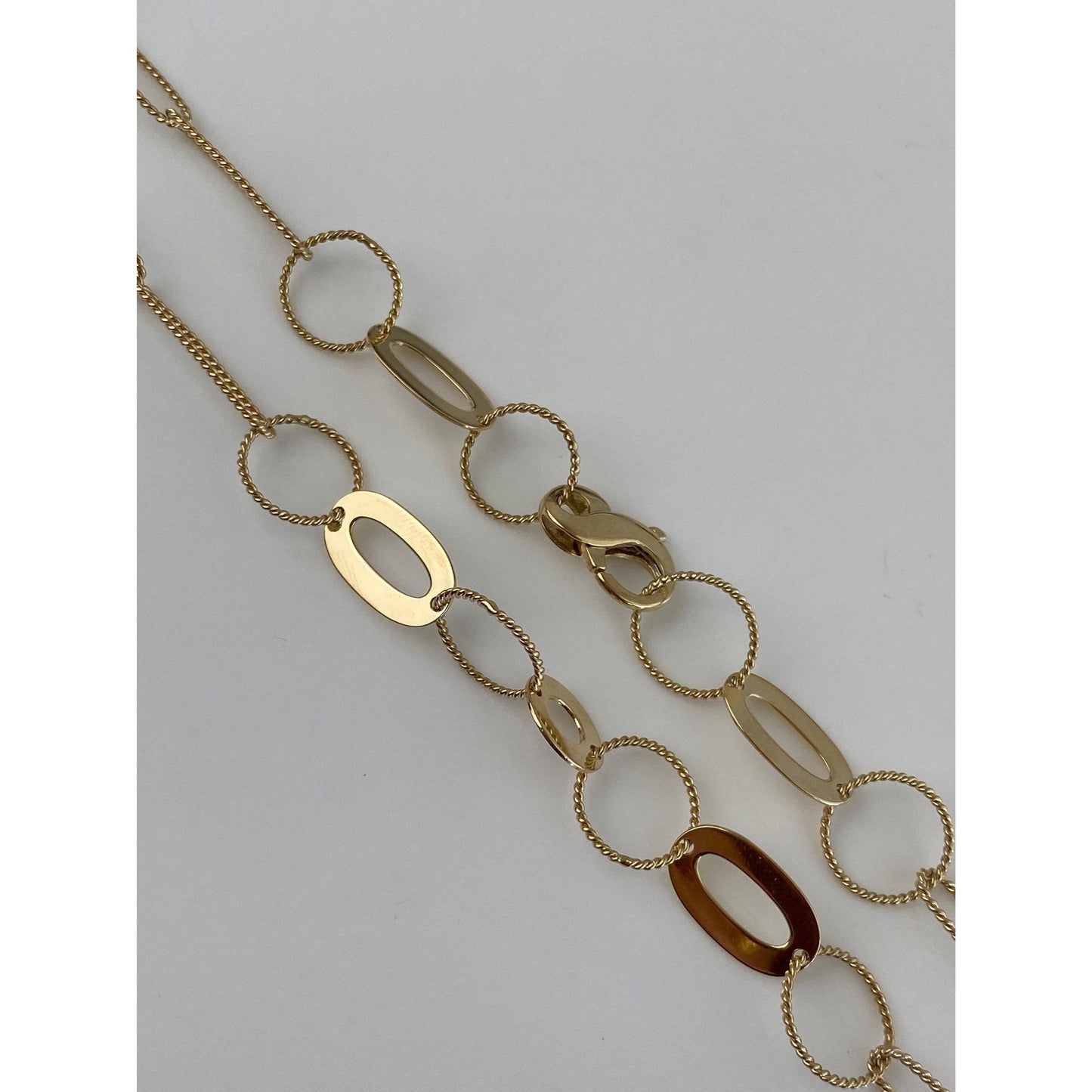 Vintage Solid 14k Yellow Gold Fancy Link Chain Necklace - 17.5 inches