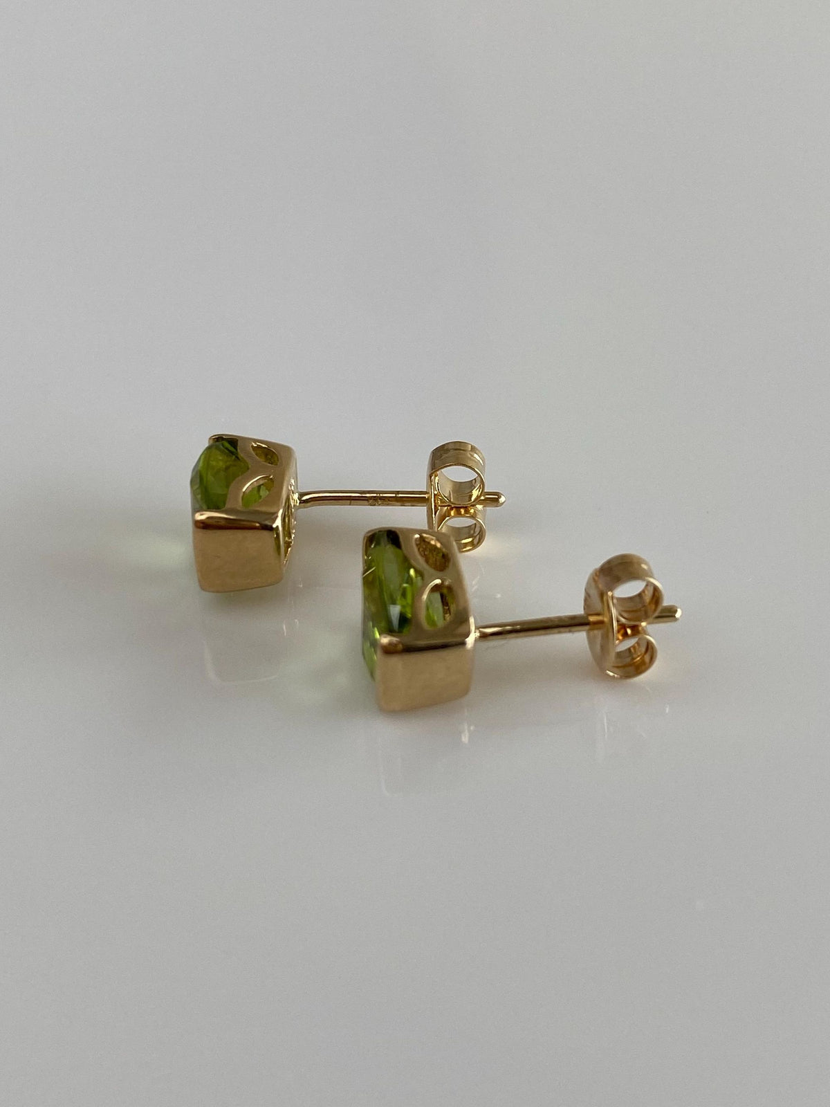 Solid 14k Yellow Gold Peridot Stud Earrings