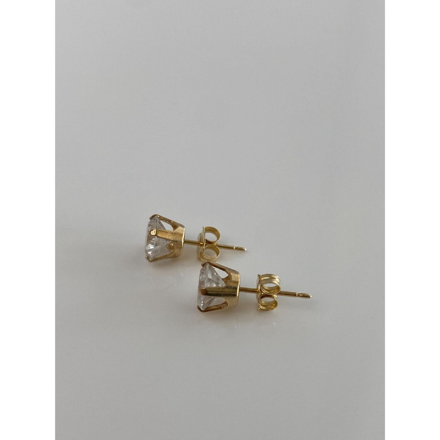 Solid 14k Yellow Gold Cubic Zirconia Stud Earrings