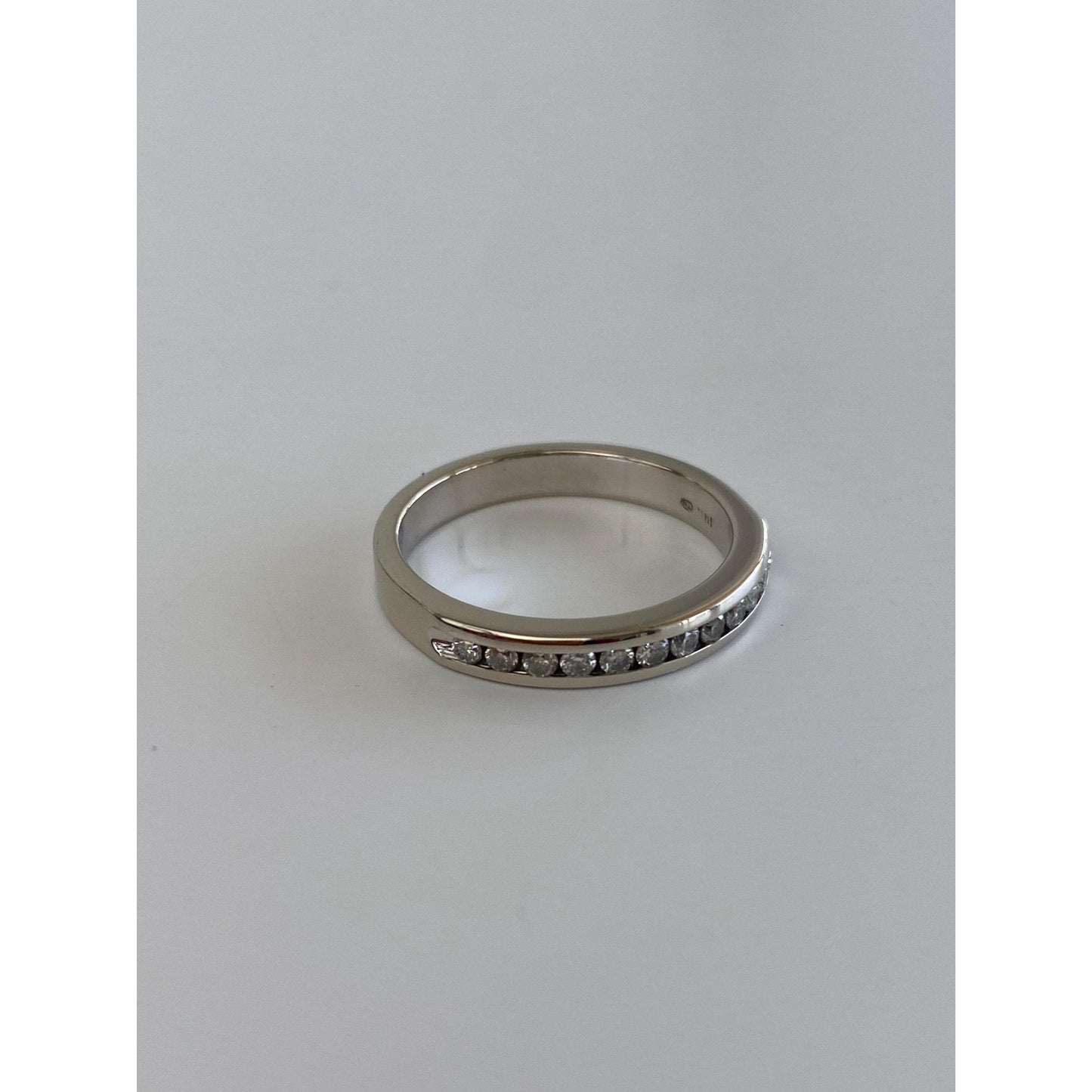 Vintage Solid 14k White Gold Diamond Eternity Ring Band - Size 6.75