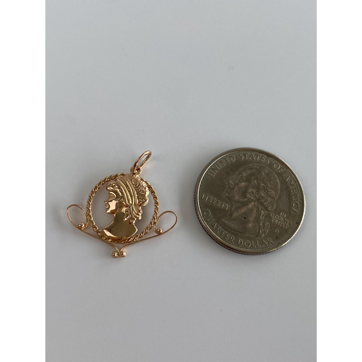 Vintage Solid 14k Rosey Gold Bust Charm