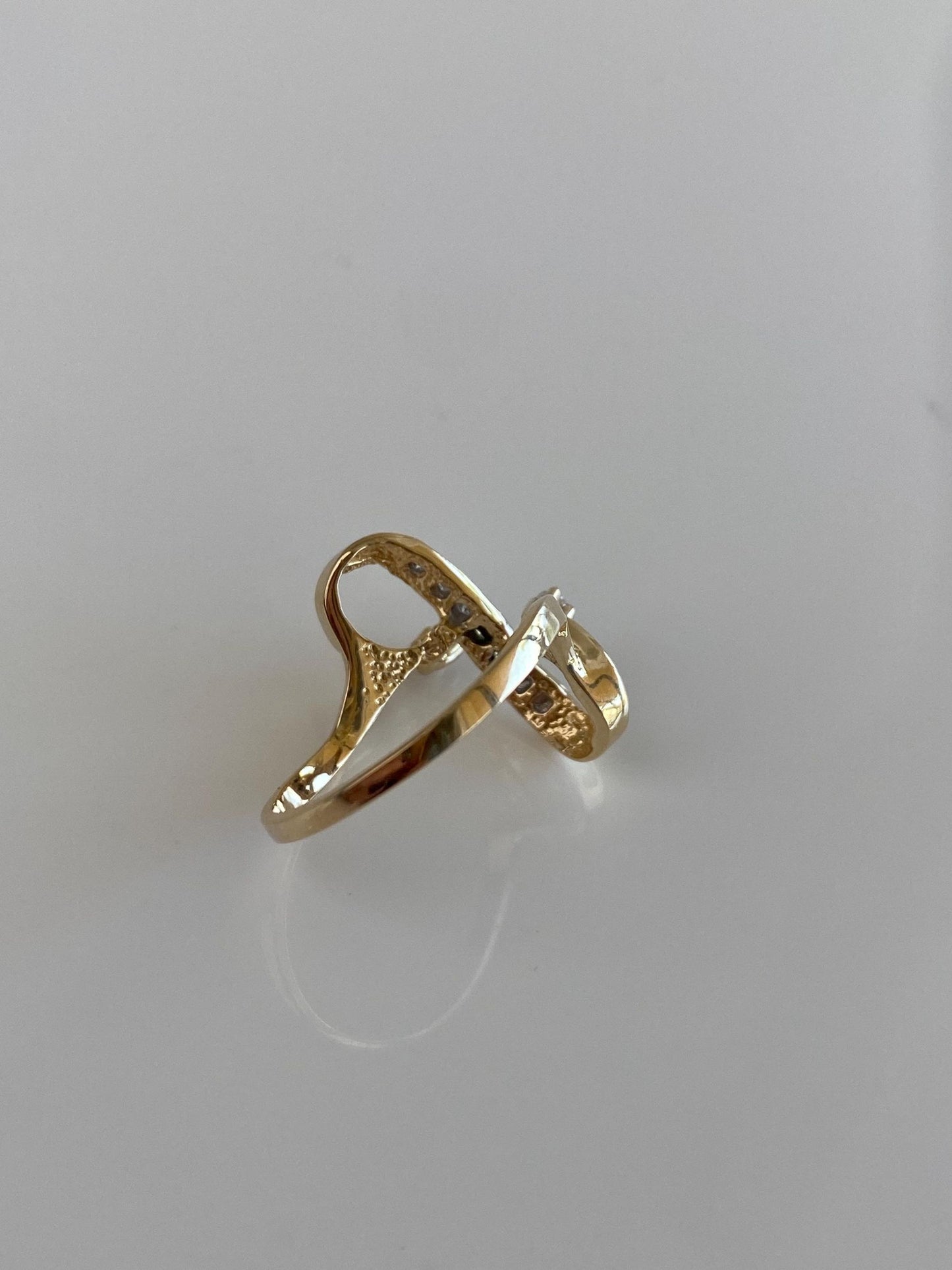 Vintage Solid 14k White & Yellow Gold Diamond Twist Ring - Size 6.75