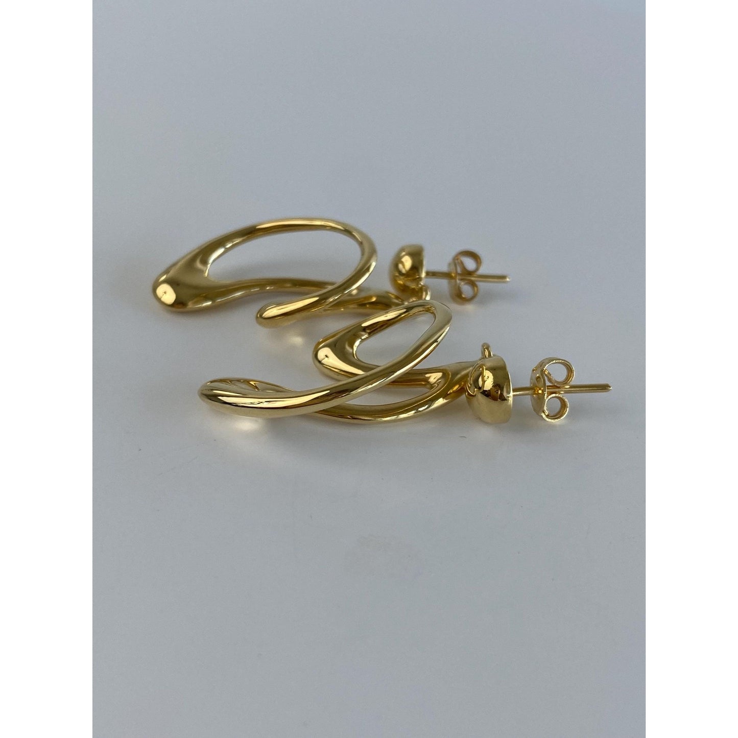 Vintage 18k Yellow Gold Abstract Dangle Stud Earrings