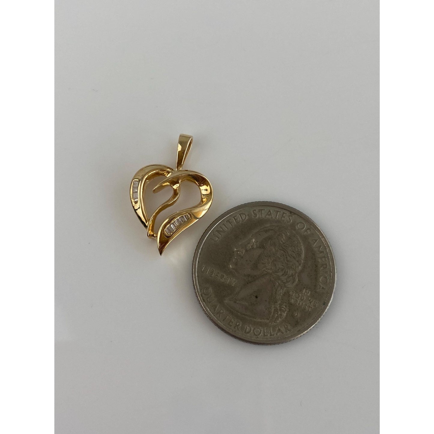 Solid 14k Yellow Gold Diamond Heart Charm