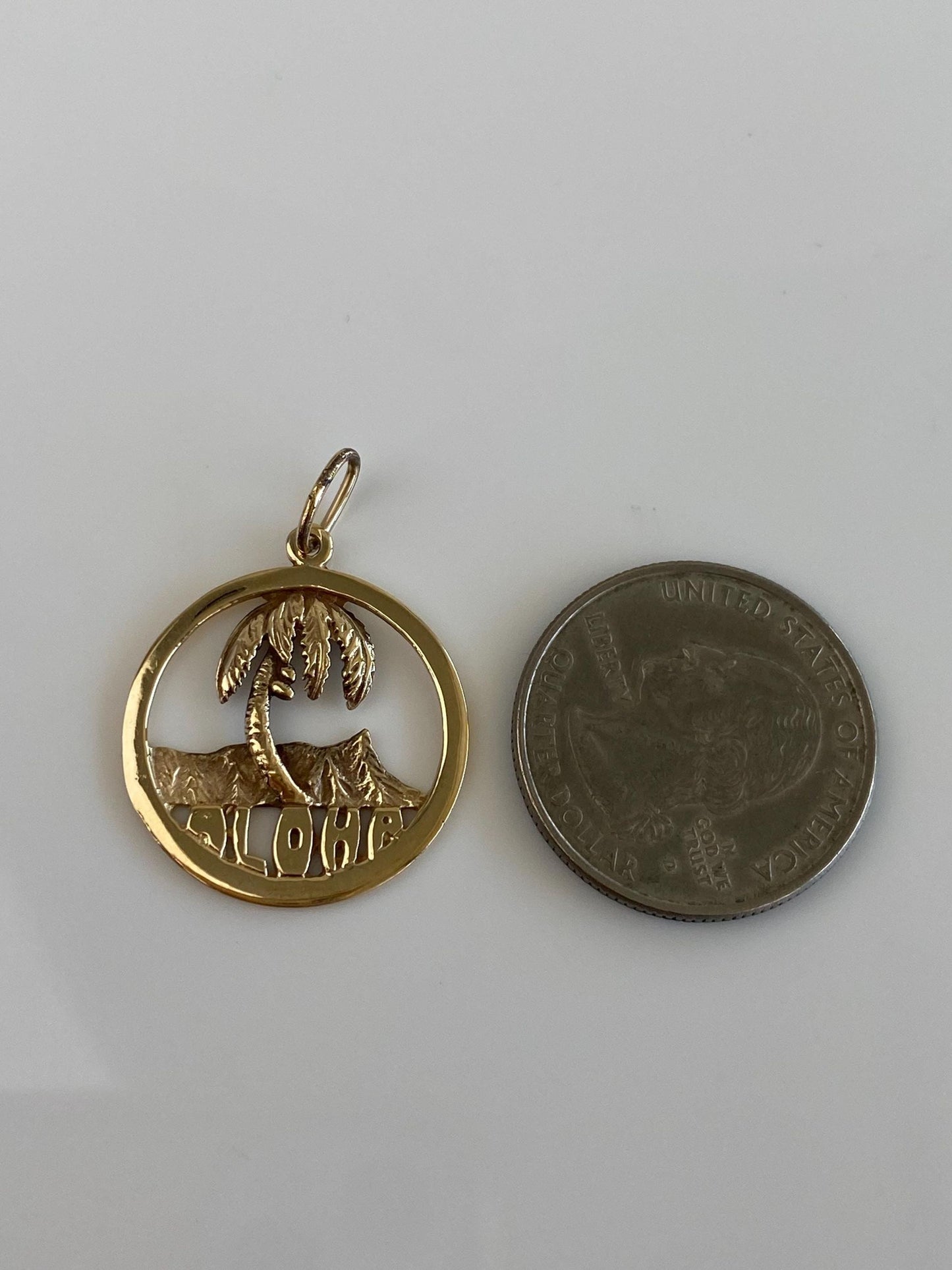 Vintage Solid 14k Yellow Gold Aloha Palm Tree Charm