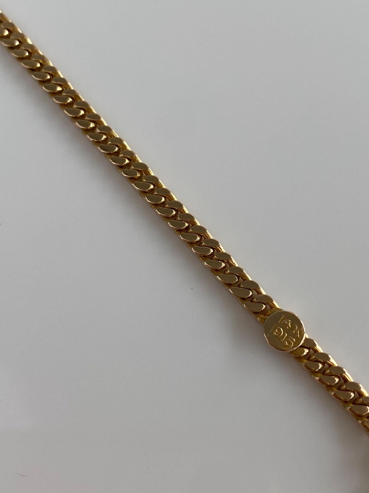 Vintage Solid 12k Yellow Gold Flat Curb Chain Bracelet - 7 inches