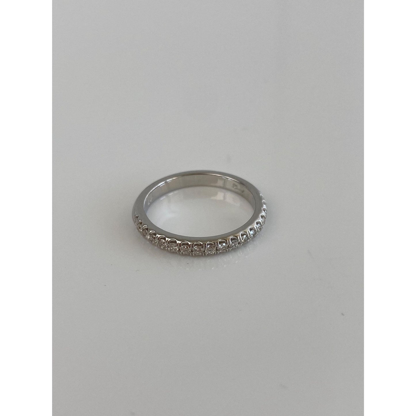 Vintage Solid 14k White Gold Diamond Half Eternity Ring Band - Size 6.25