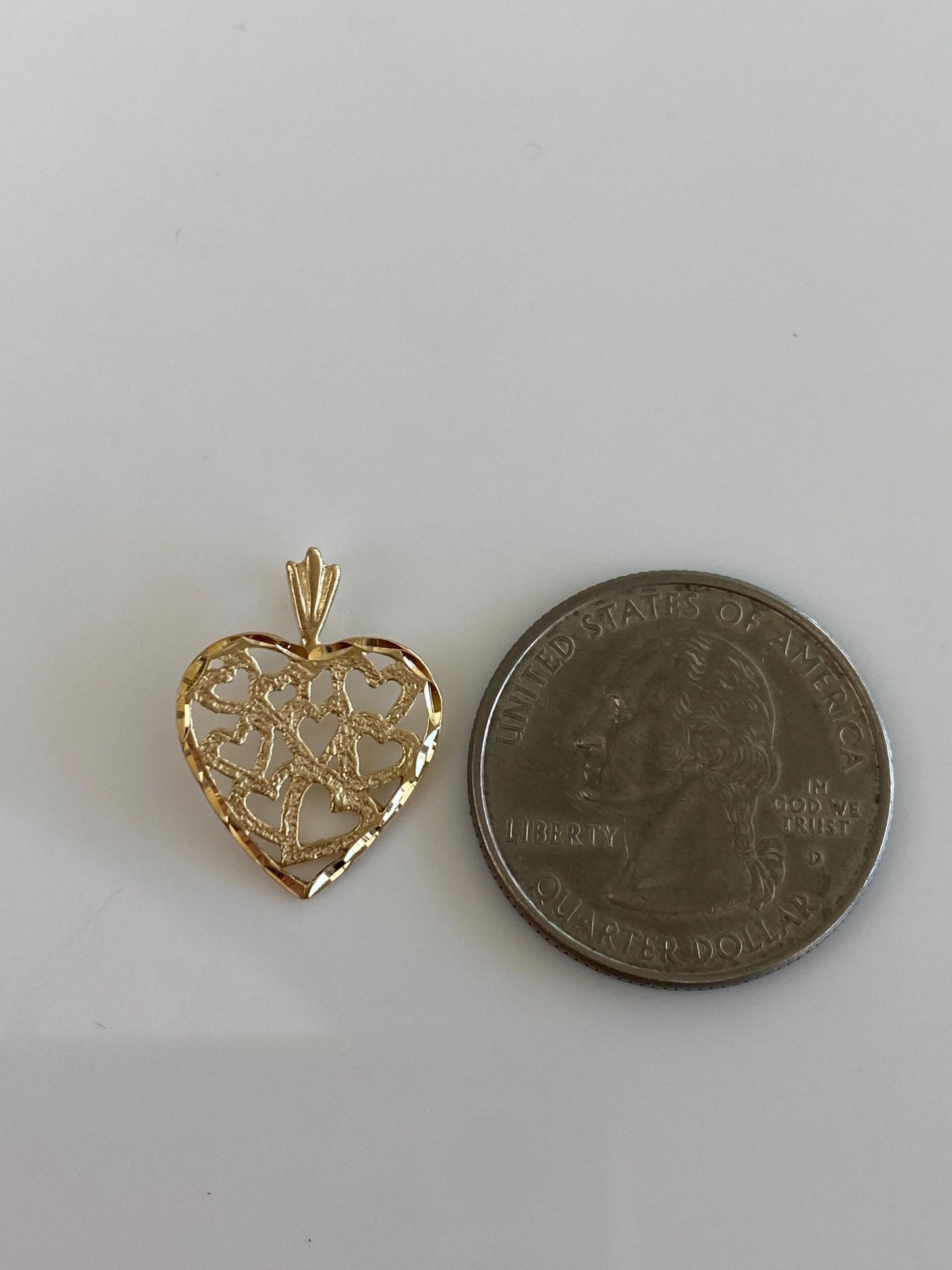 Vintage Solid 14k Yellow Gold Open Work Hearts Heart Charm