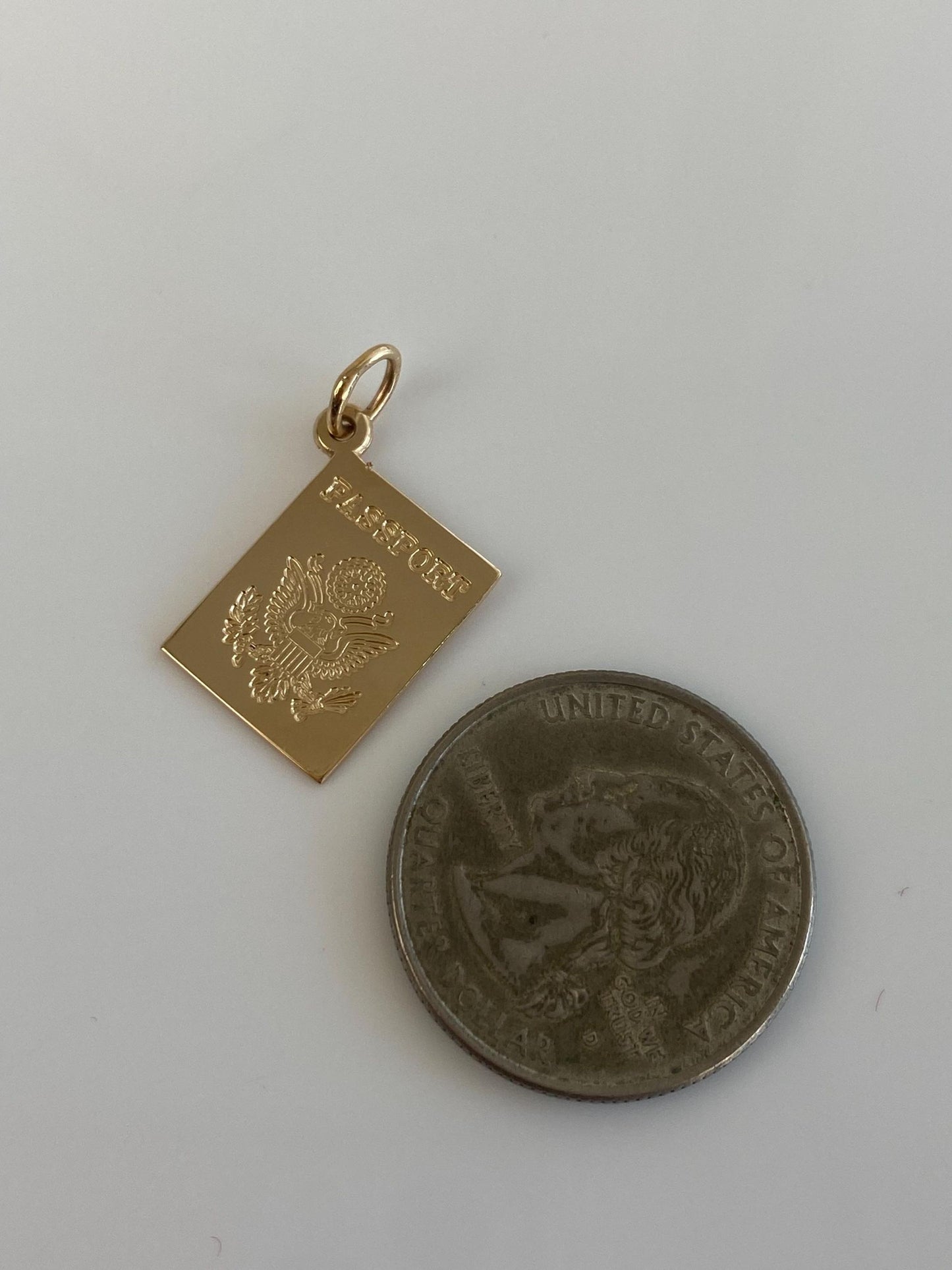 Vintage Solid 14k Yellow Gold Passport Charm