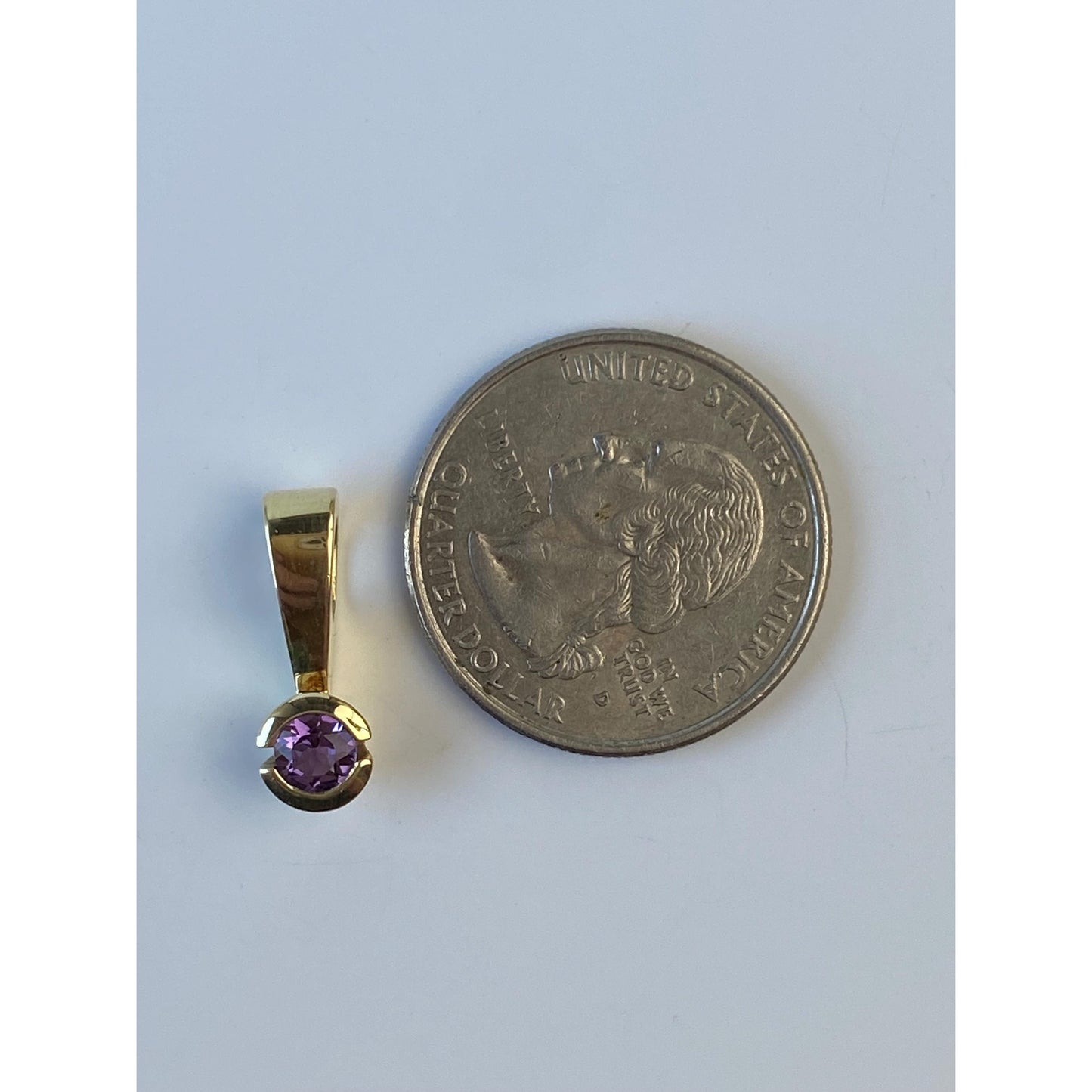 Vintage Solid 14k Yellow Gold Amethyst Charm